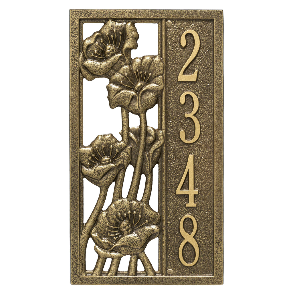 Flowering Poppies Vertical Wall Address Plaque