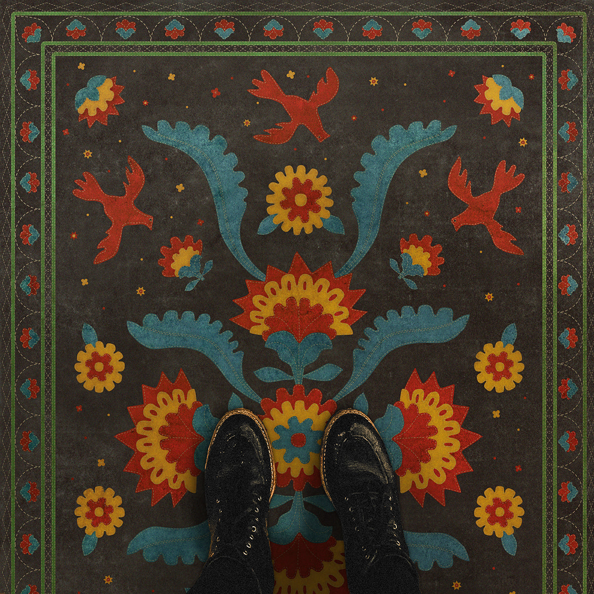 Vintage Vinyl Floorcloths - Williamsburg Collection - Applique