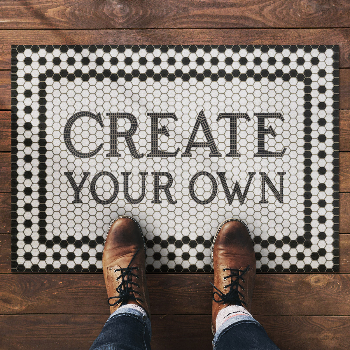 Vintage Vinyl Floorcloths - Mosaic Collection - Customized 8th Avenue