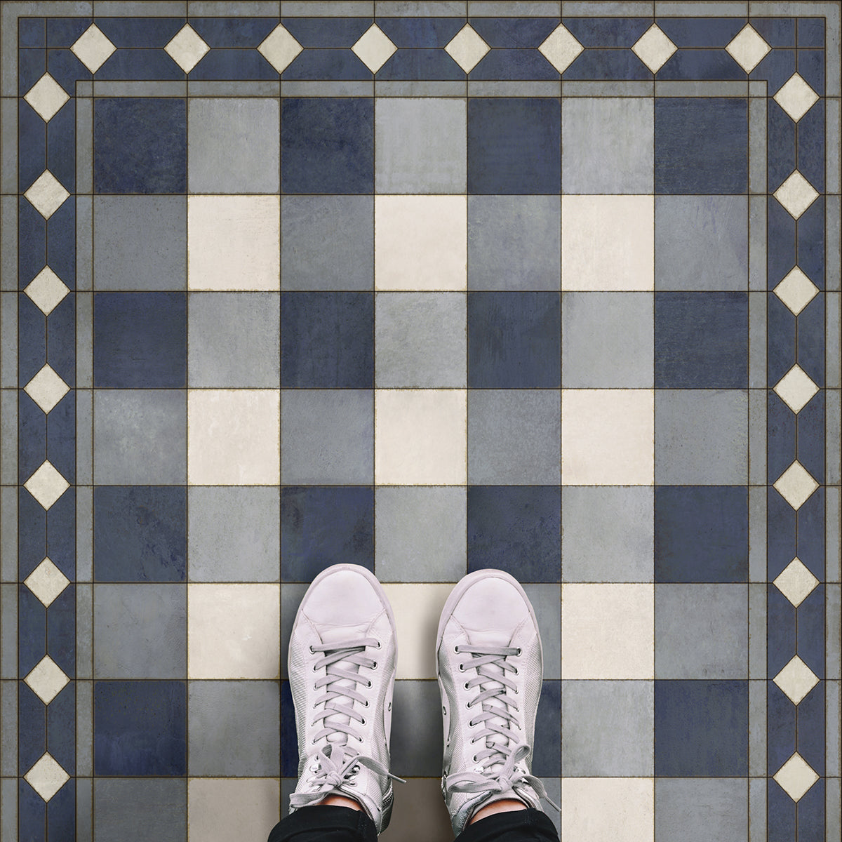 Vintage Vinyl Floorcloths - Williamsburg Collection - Gingham Tile
