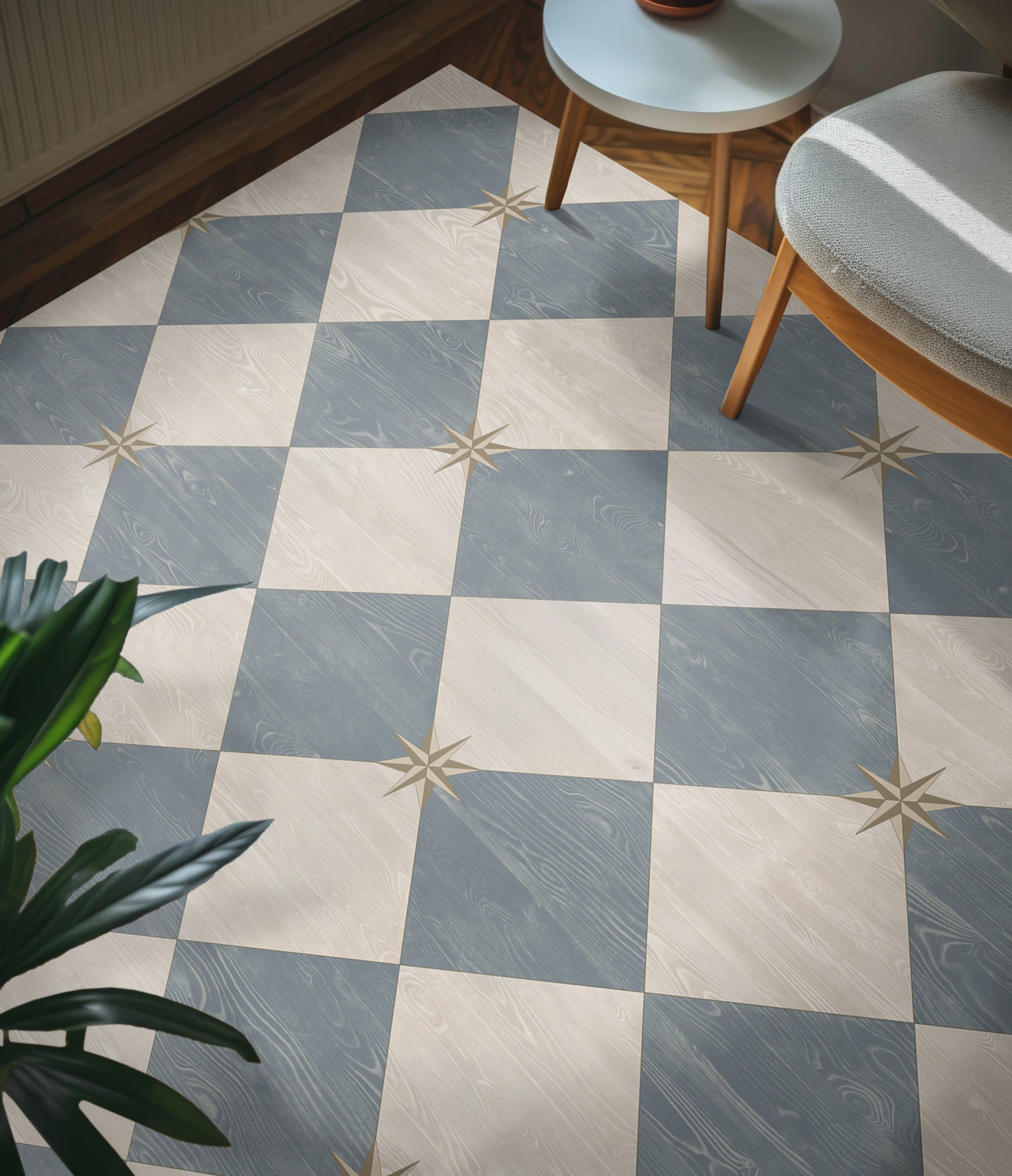 Vintage Vinyl Floorcloths - Williamsburg Collection - Compass Diamond