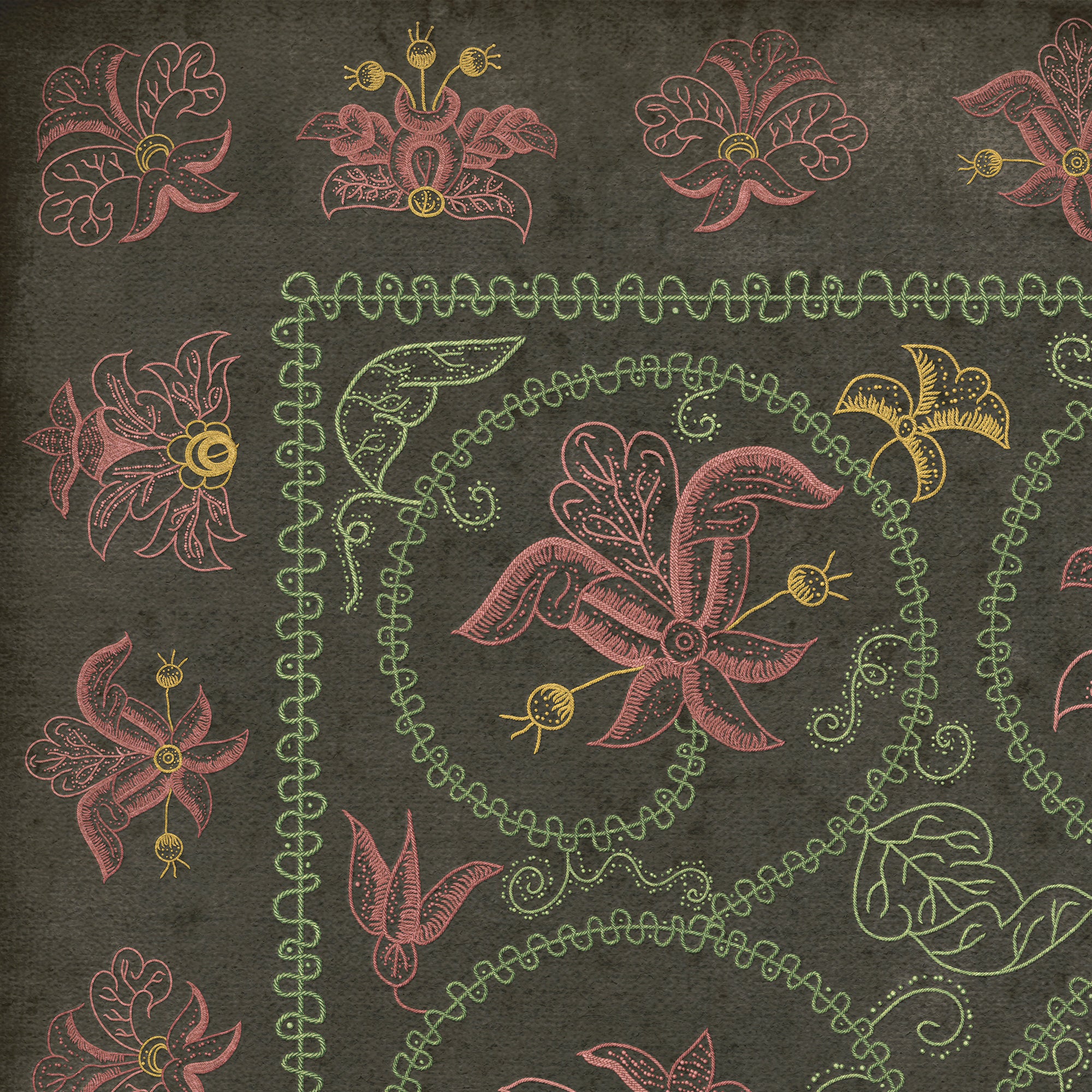 Williamsburg - Crewelwork - Dianthus