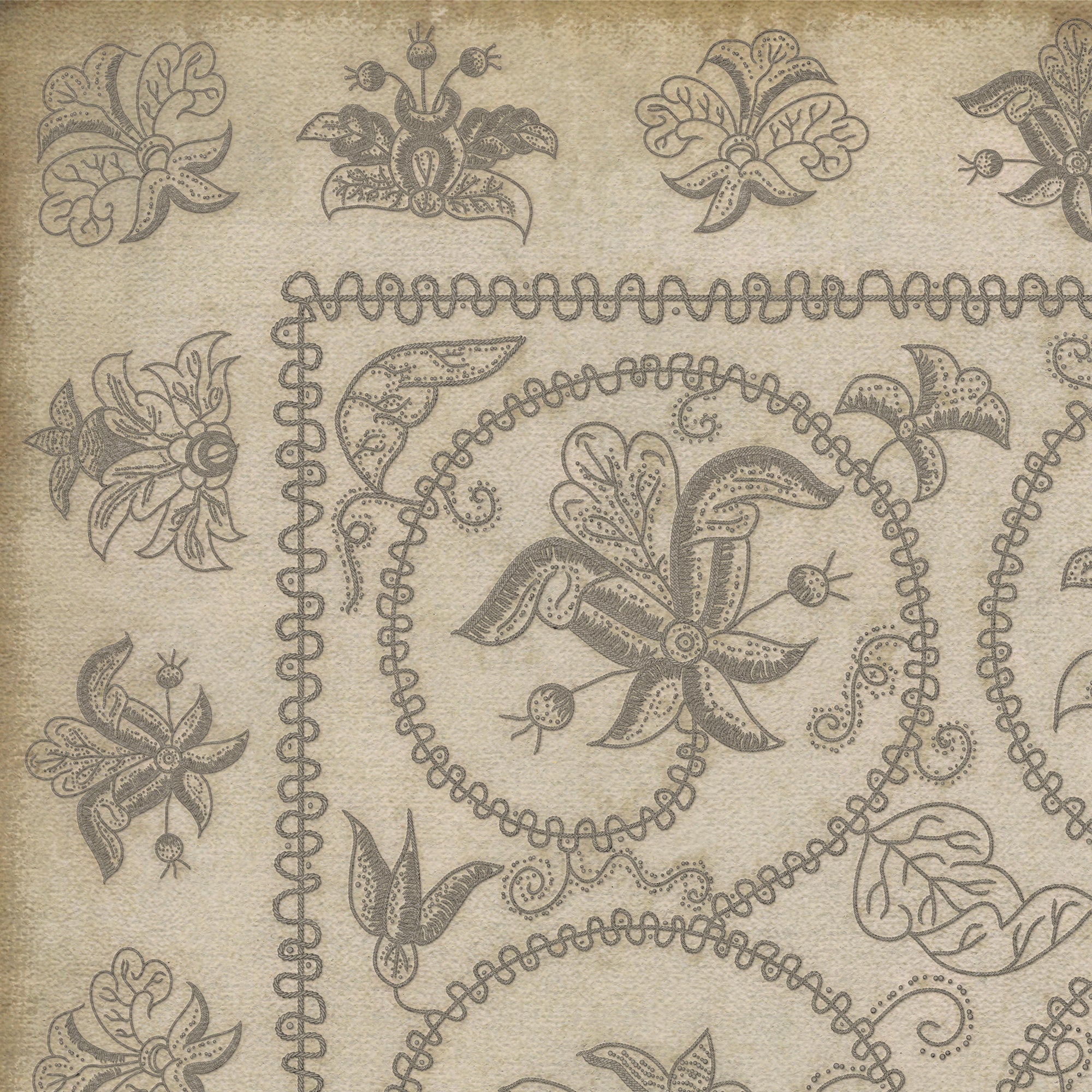 Williamsburg - Crewelwork - Hollyhock