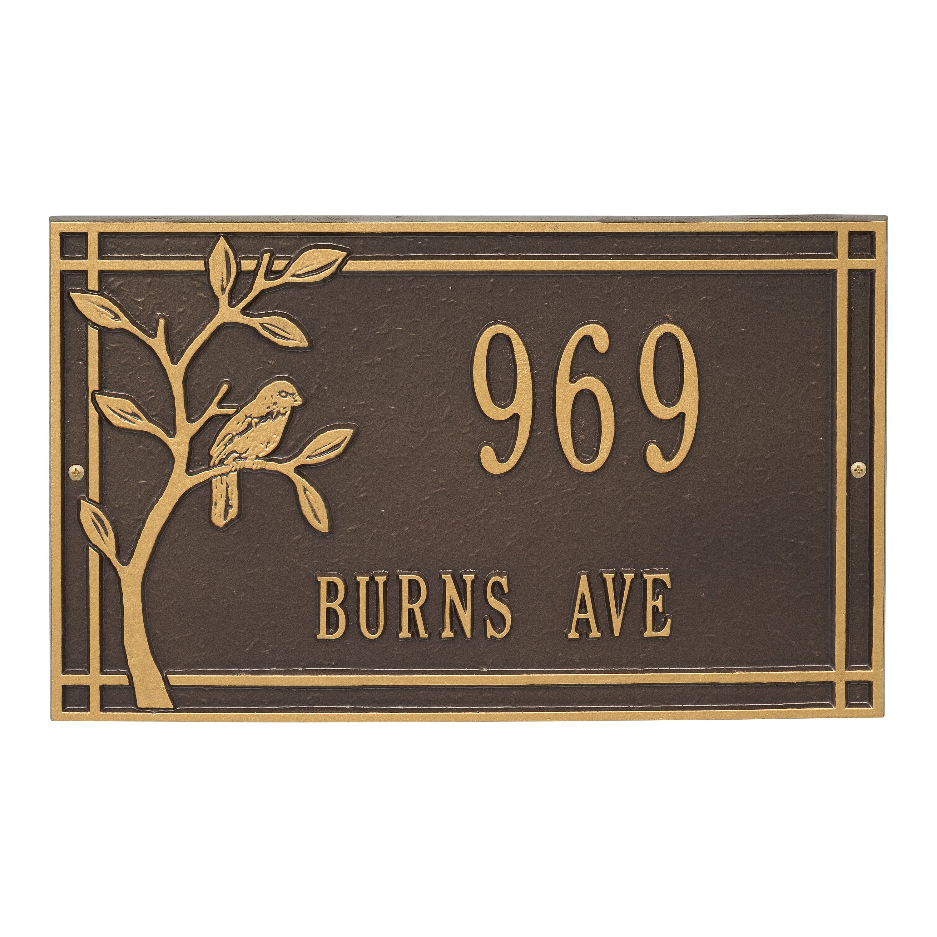 Woodridge Bird Standard Wall Address Plaque