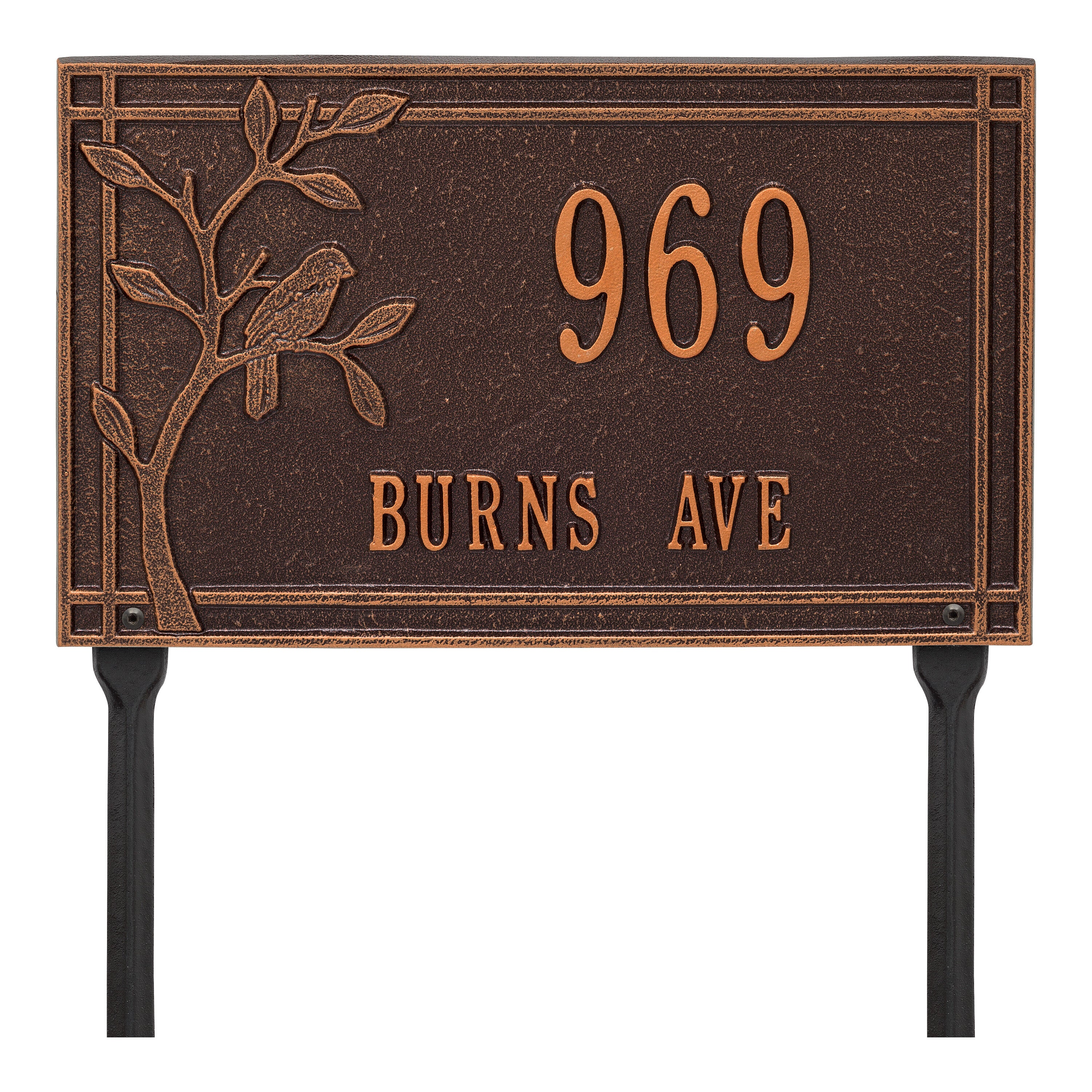 Woodridge Bird Standard Lawn Address Plaque