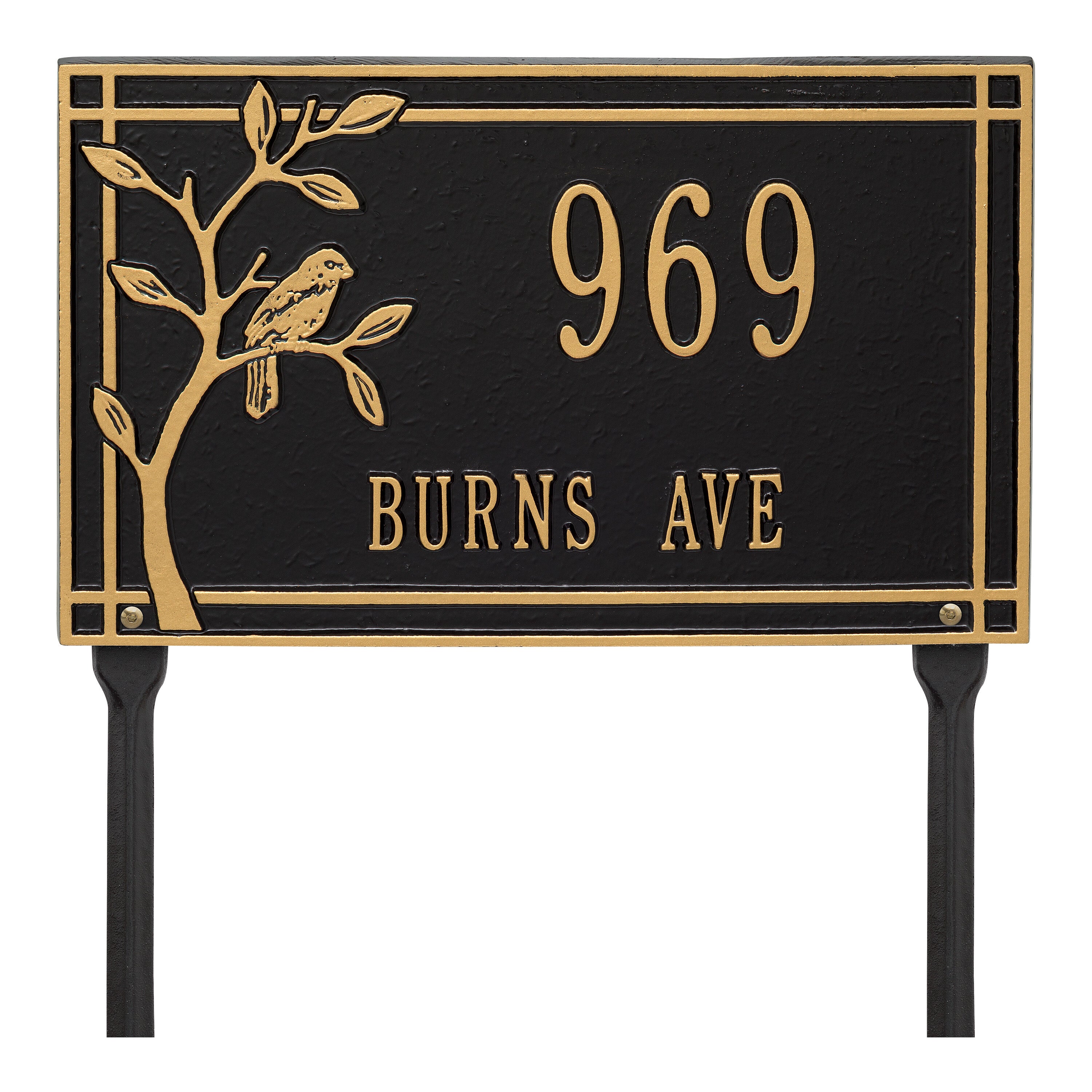 Woodridge Bird Standard Lawn Address Plaque