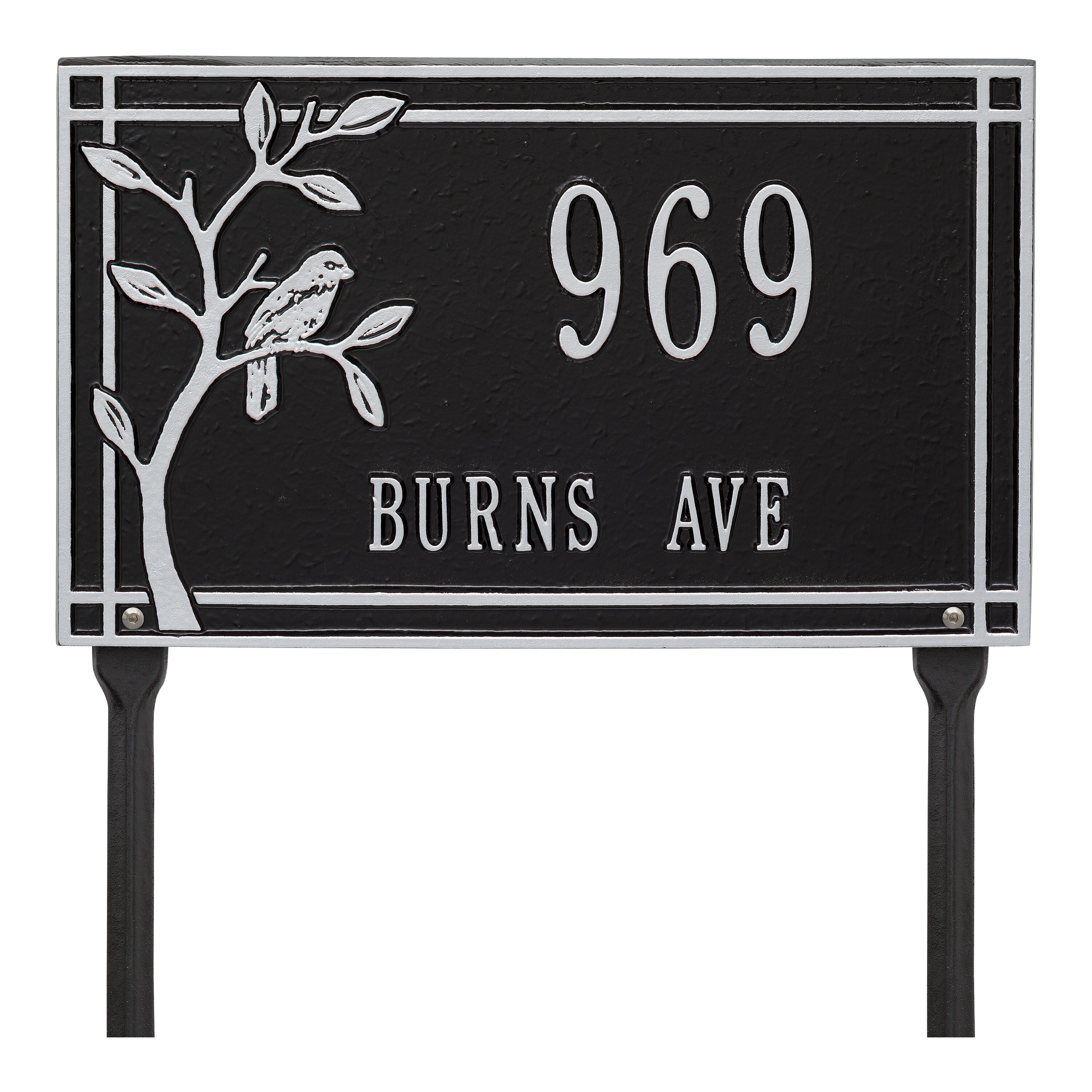 Woodridge Bird Standard Lawn Address Plaque