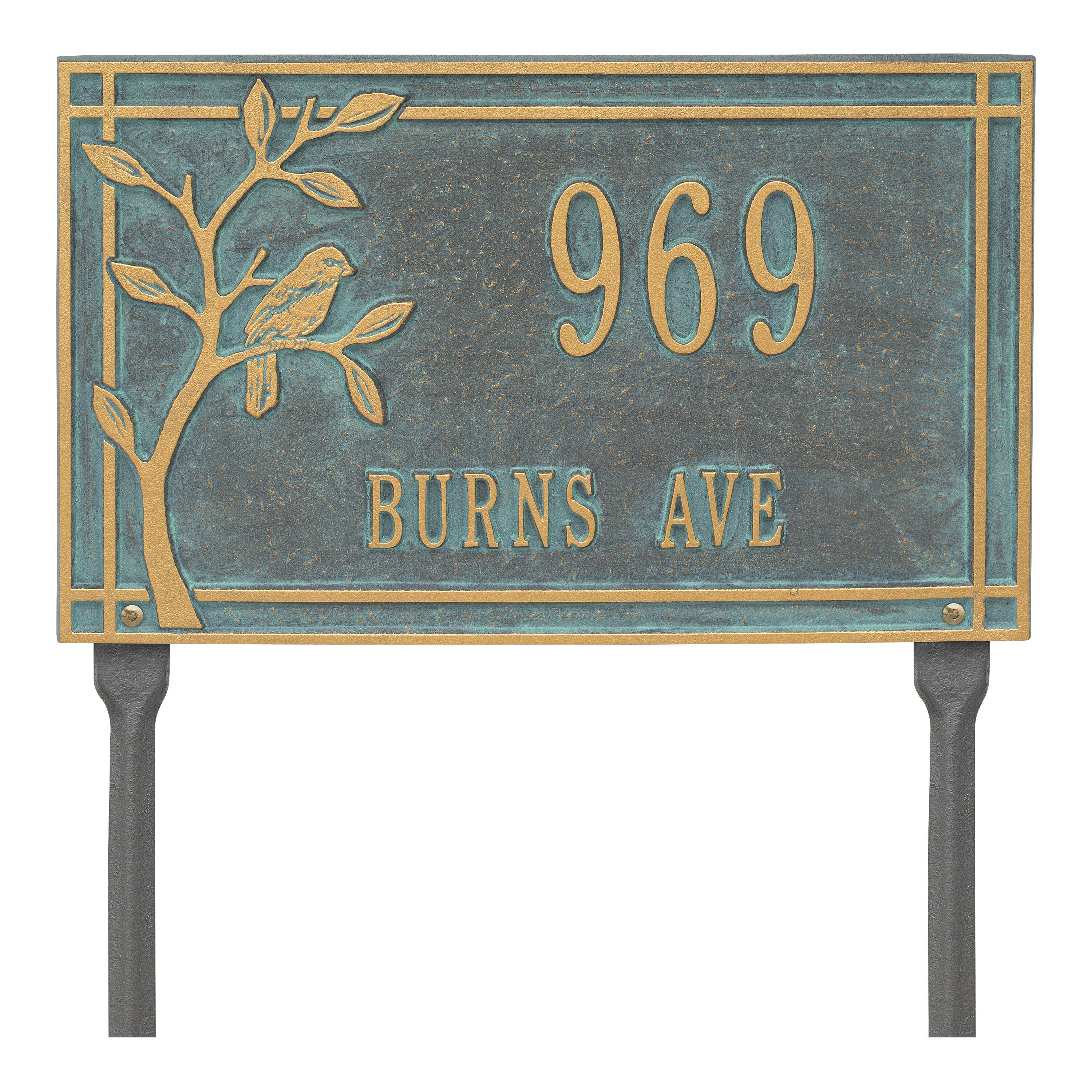 Woodridge Bird Standard Lawn Address Plaque