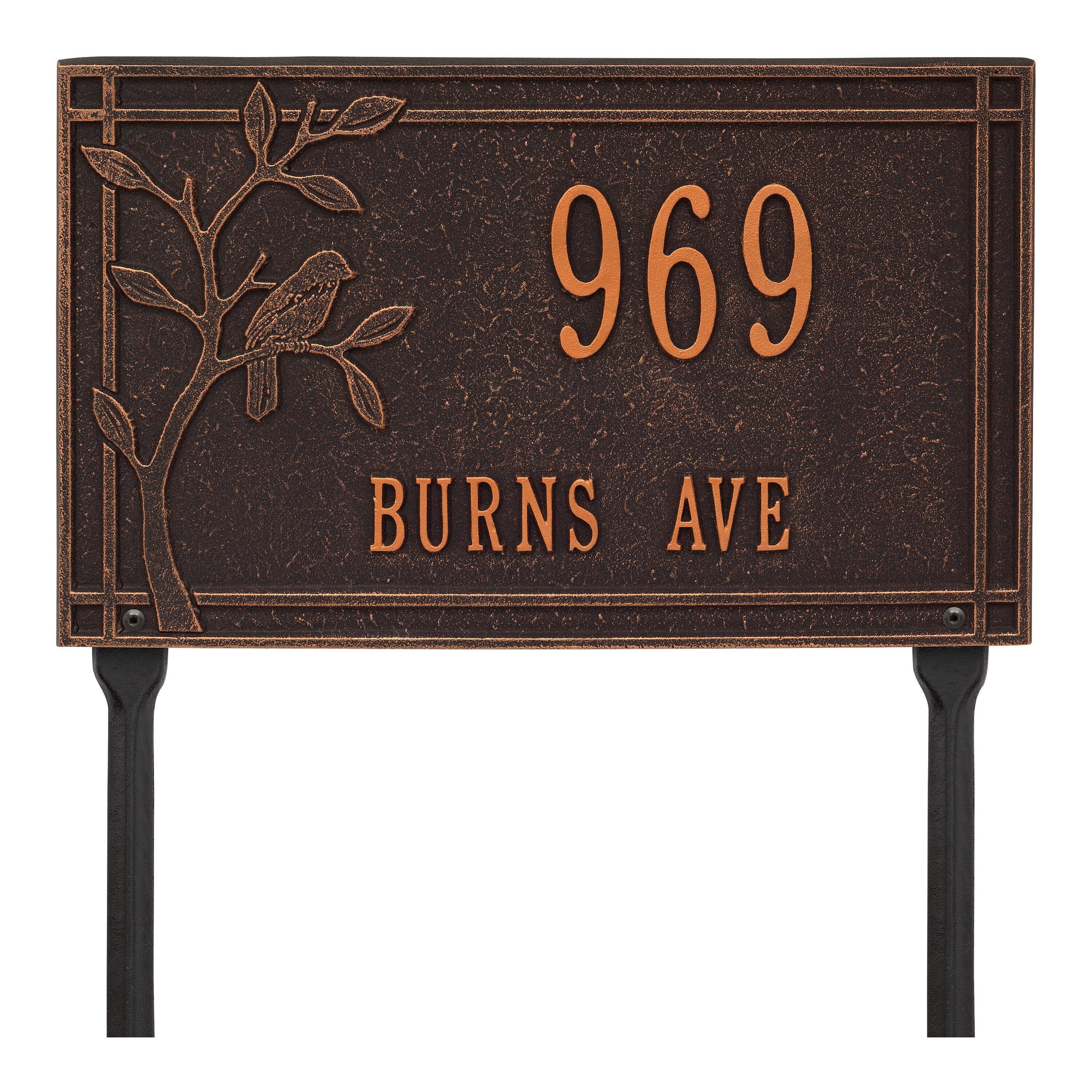 Woodridge Bird Standard Lawn Address Plaque