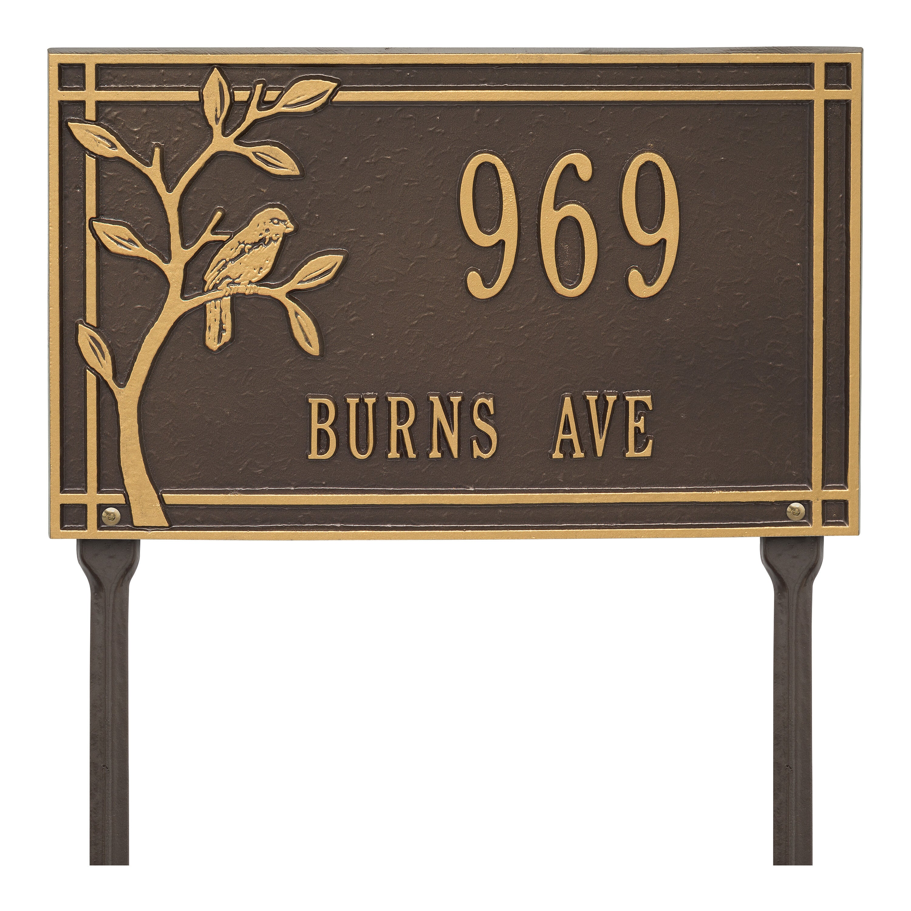 Woodridge Bird Standard Lawn Address Plaque