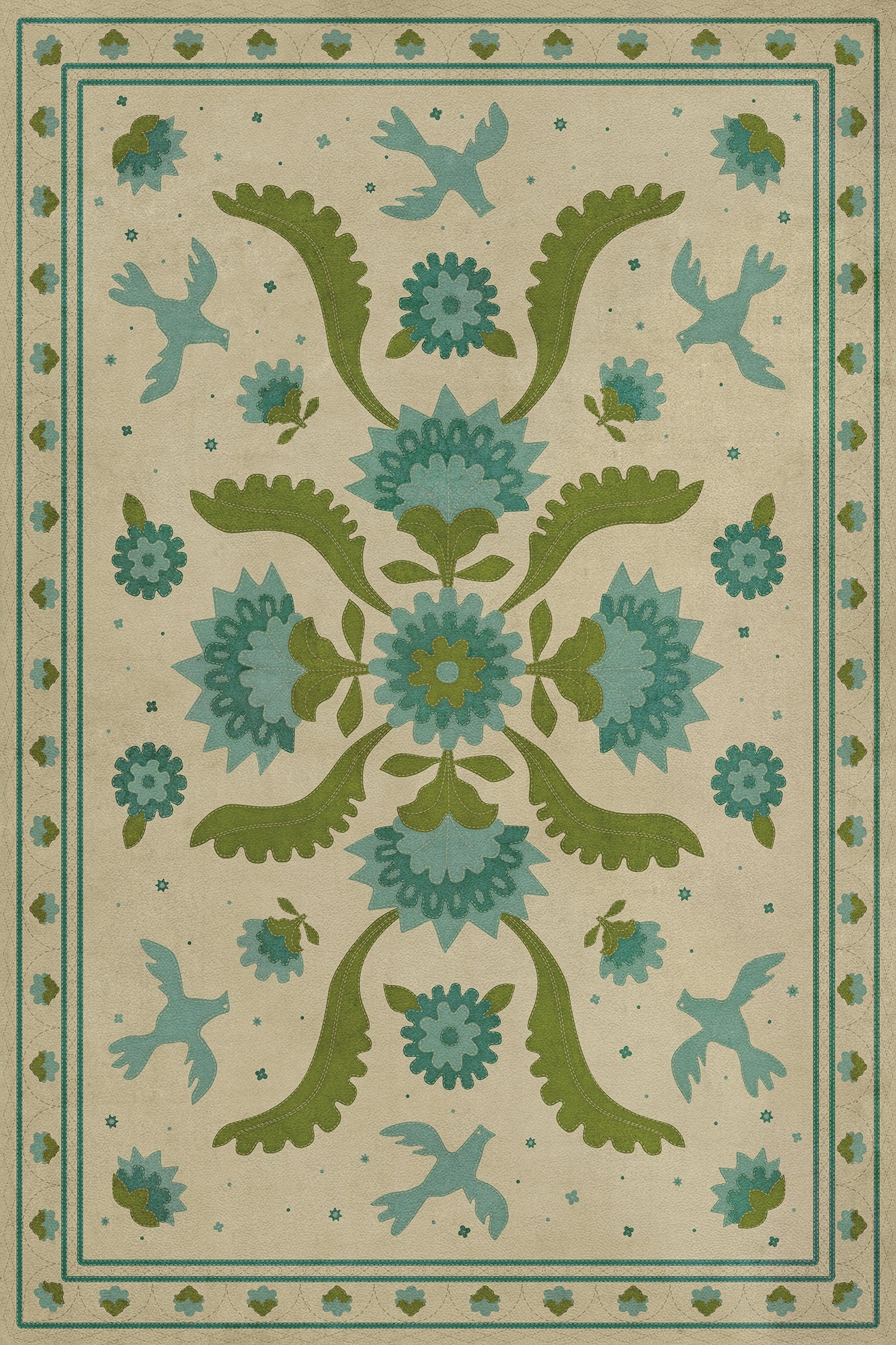Williamsburg - Applique - Azure Moss