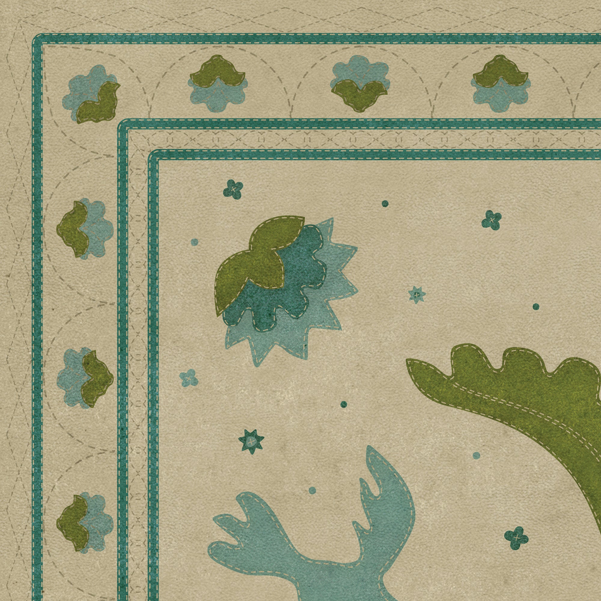 Williamsburg - Applique - Azure Moss