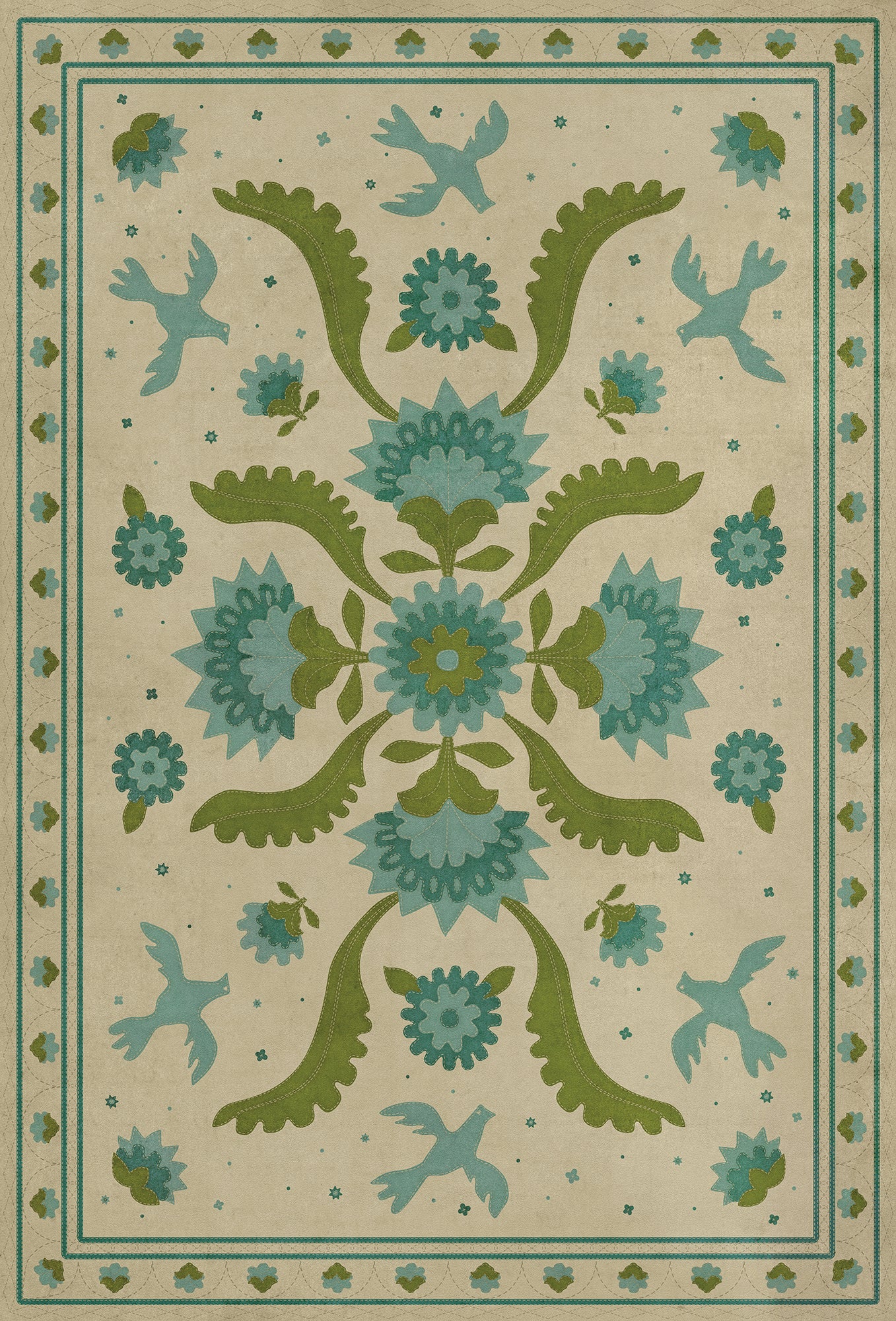 Williamsburg - Applique - Azure Moss