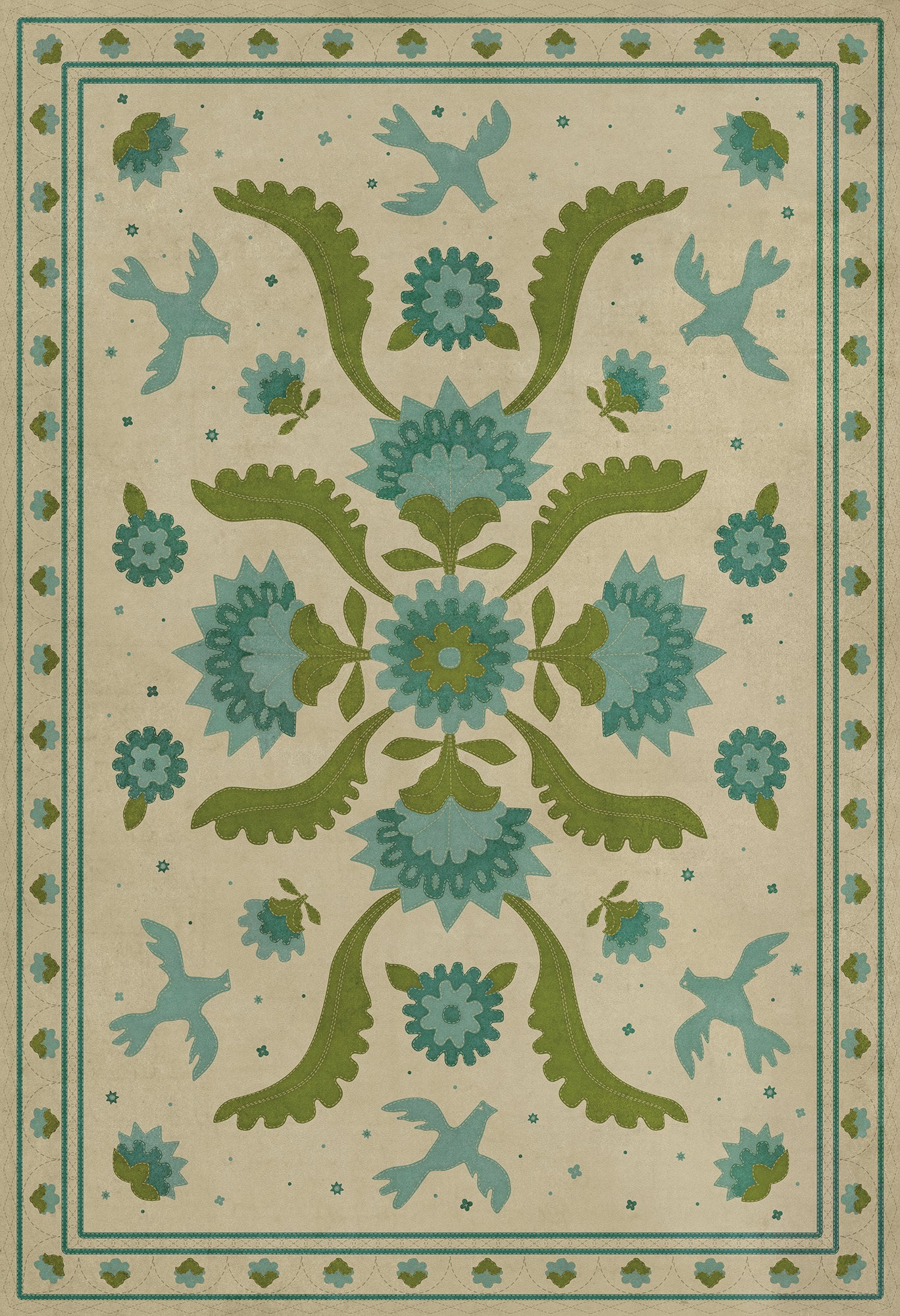 Williamsburg - Applique - Azure Moss