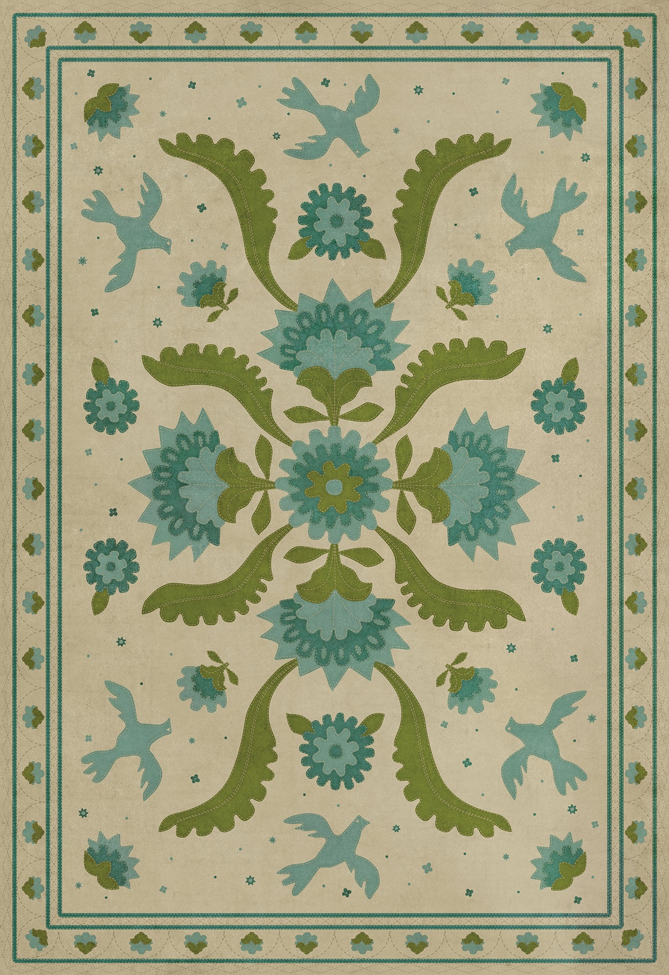 Williamsburg - Applique - Azure Moss