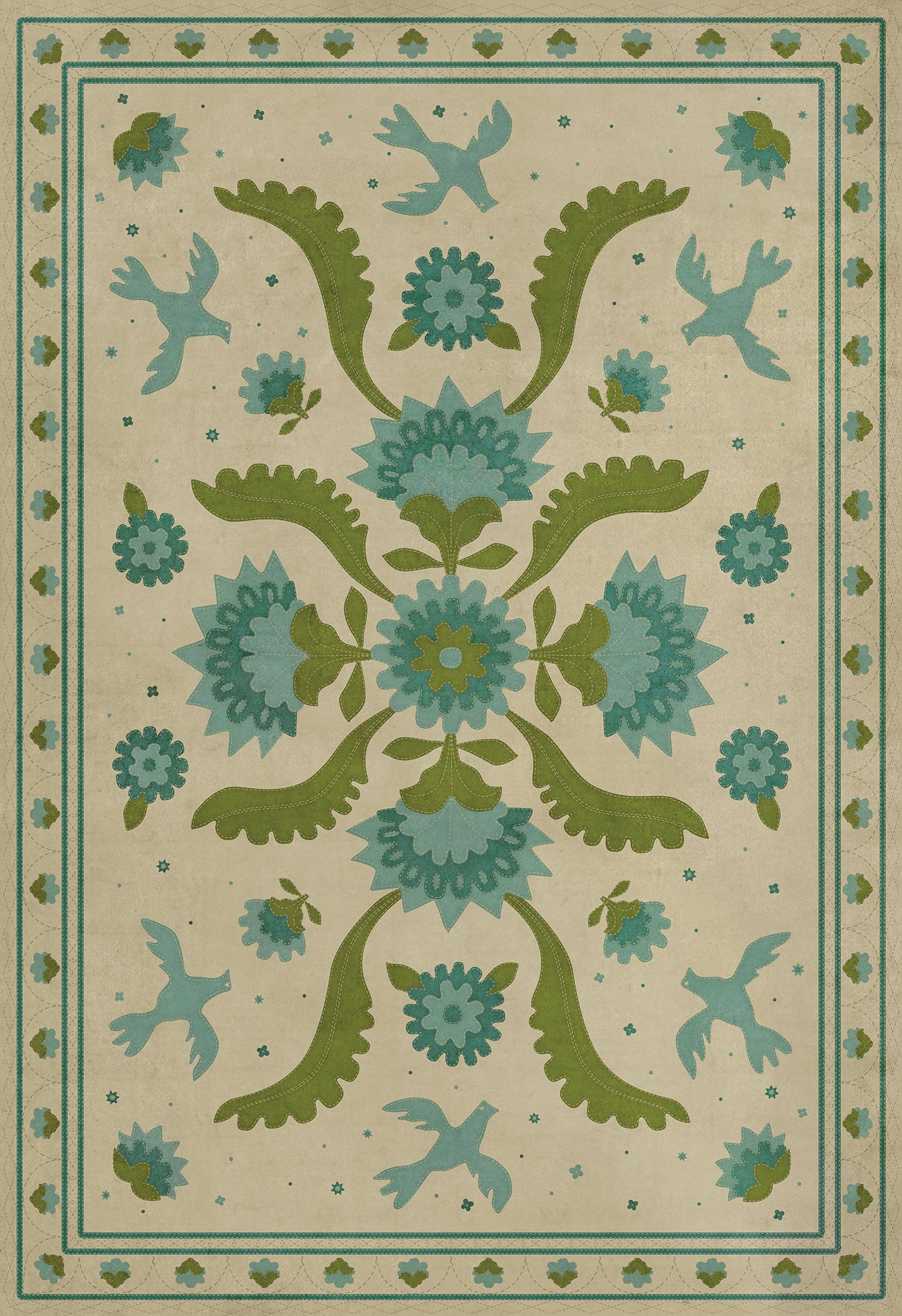 Williamsburg - Applique - Azure Moss