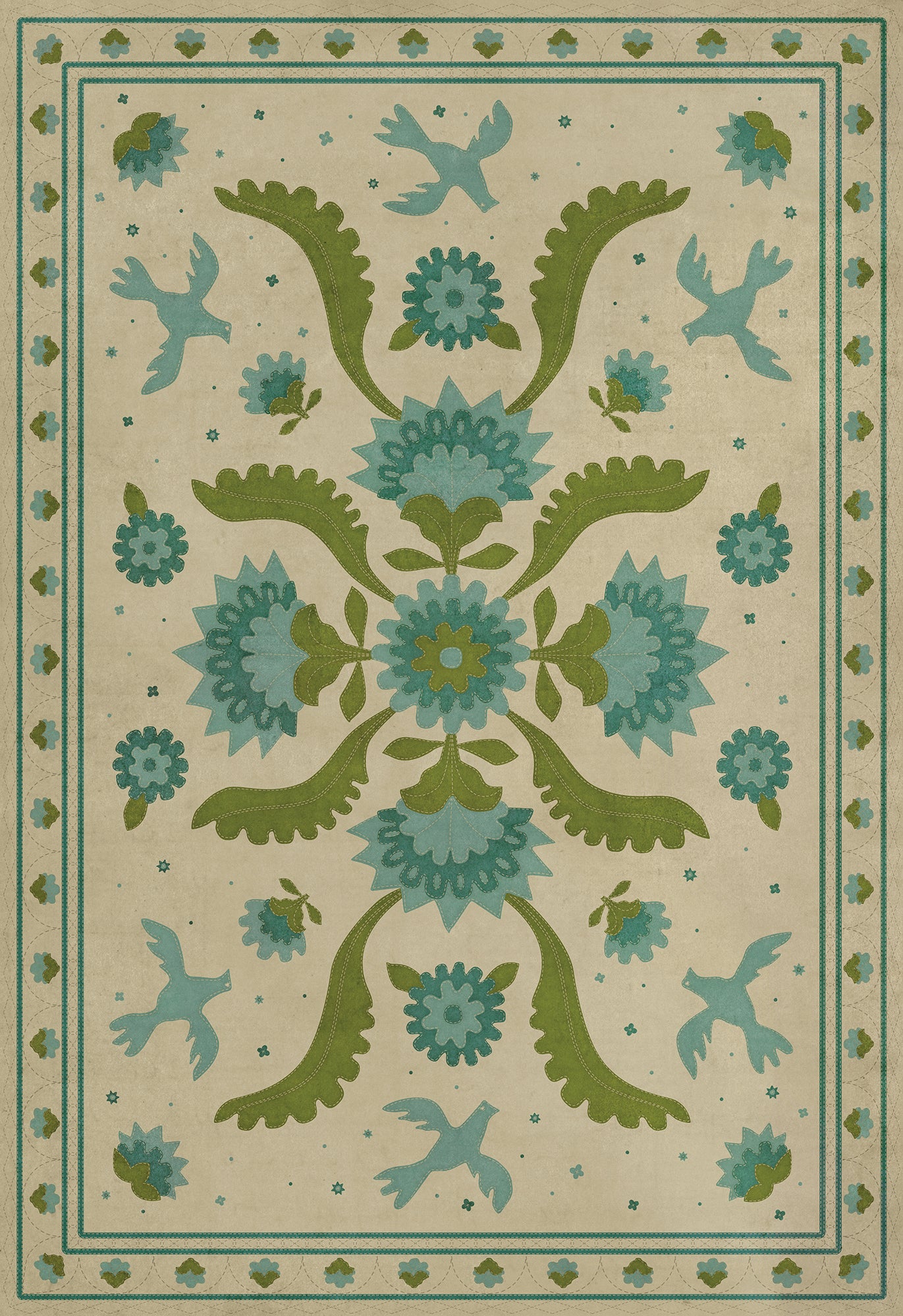 Williamsburg - Applique - Azure Moss