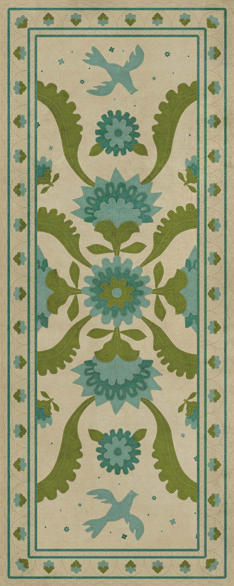 Williamsburg - Applique - Azure Moss