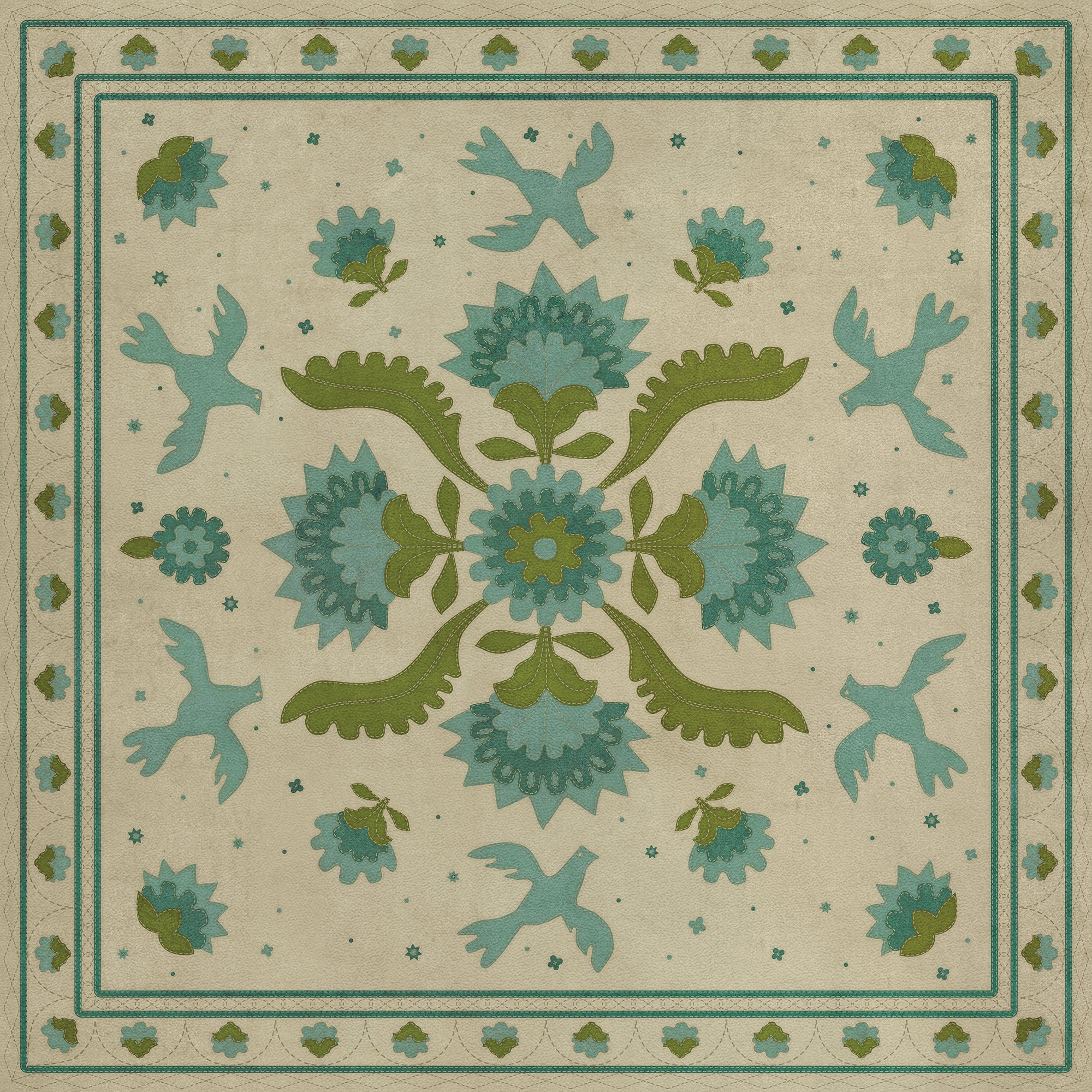 Williamsburg - Applique - Azure Moss