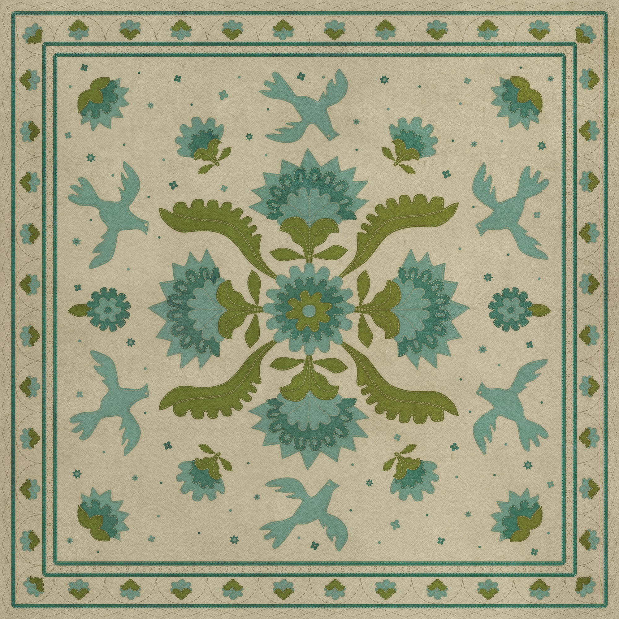 Williamsburg - Applique - Azure Moss