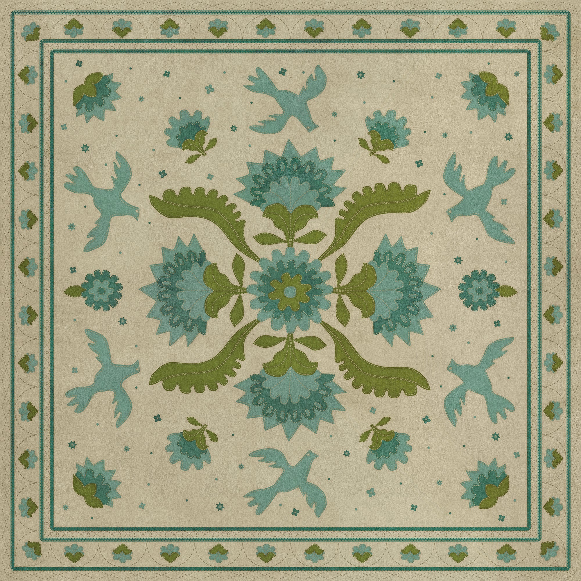Williamsburg - Applique - Azure Moss