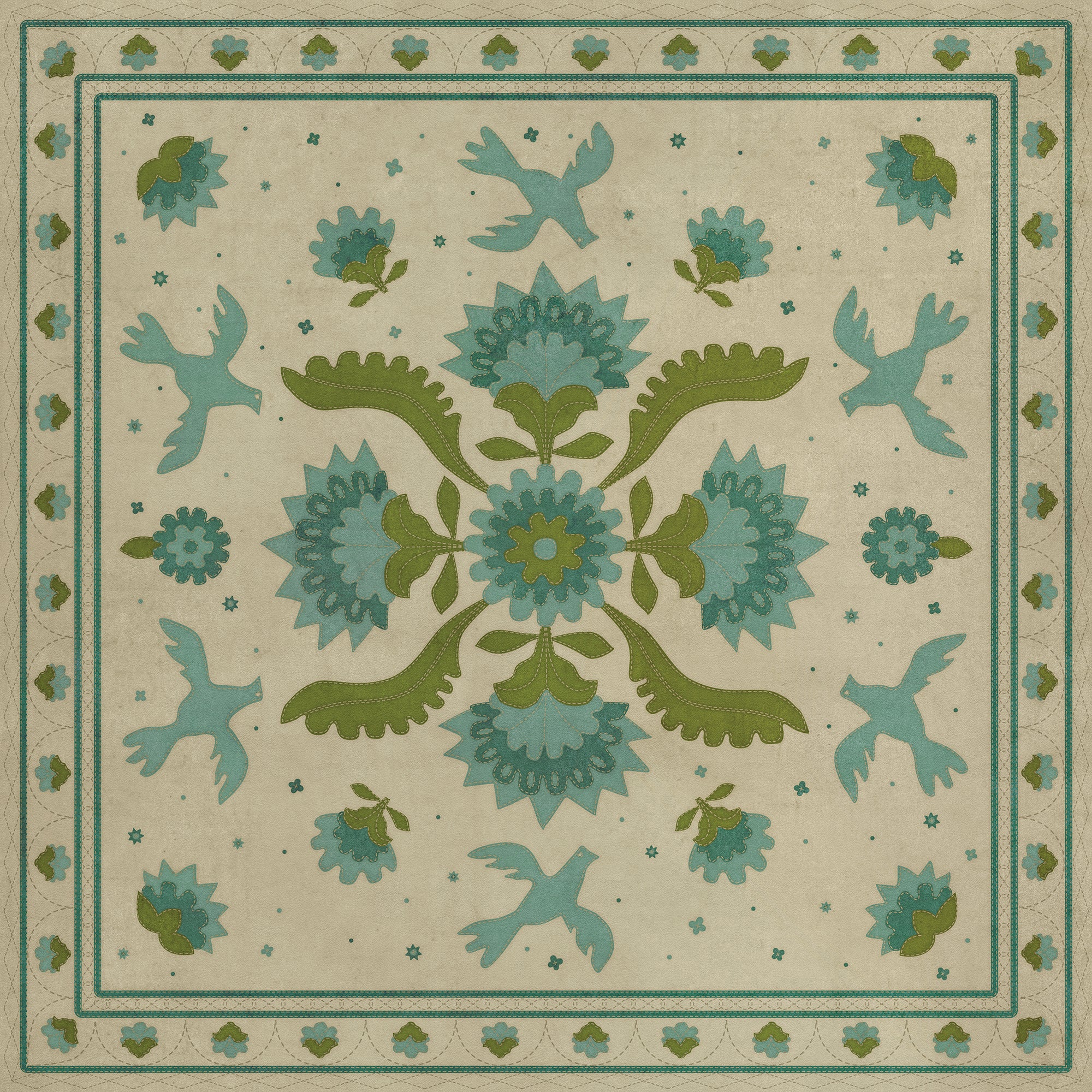 Williamsburg - Applique - Azure Moss