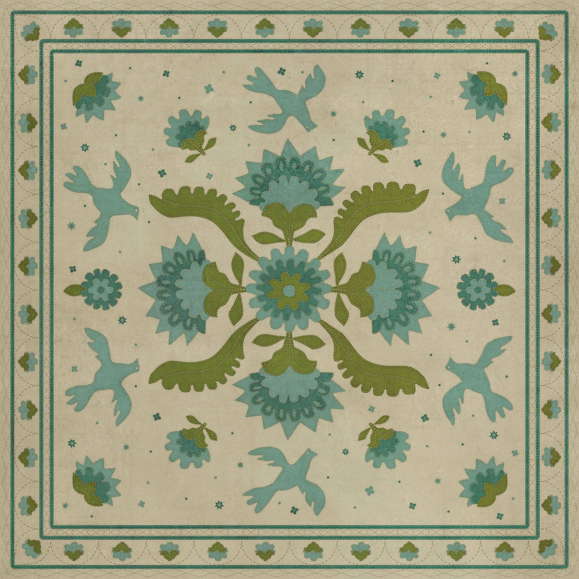 Williamsburg - Applique - Azure Moss