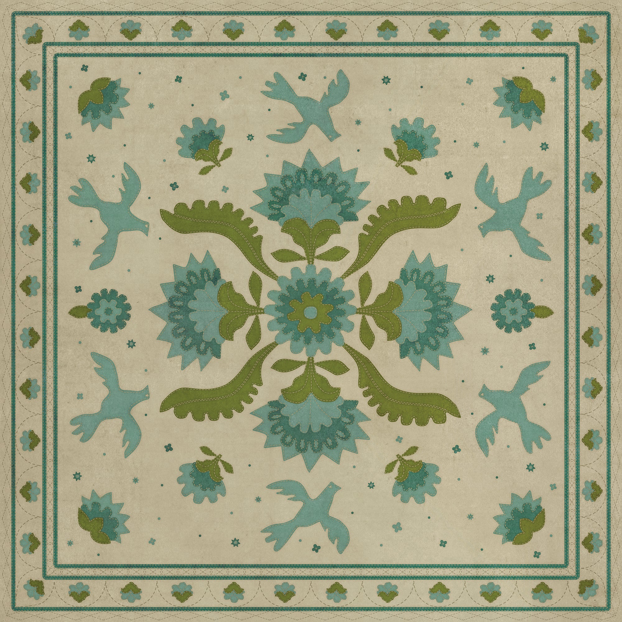 Williamsburg - Applique - Azure Moss