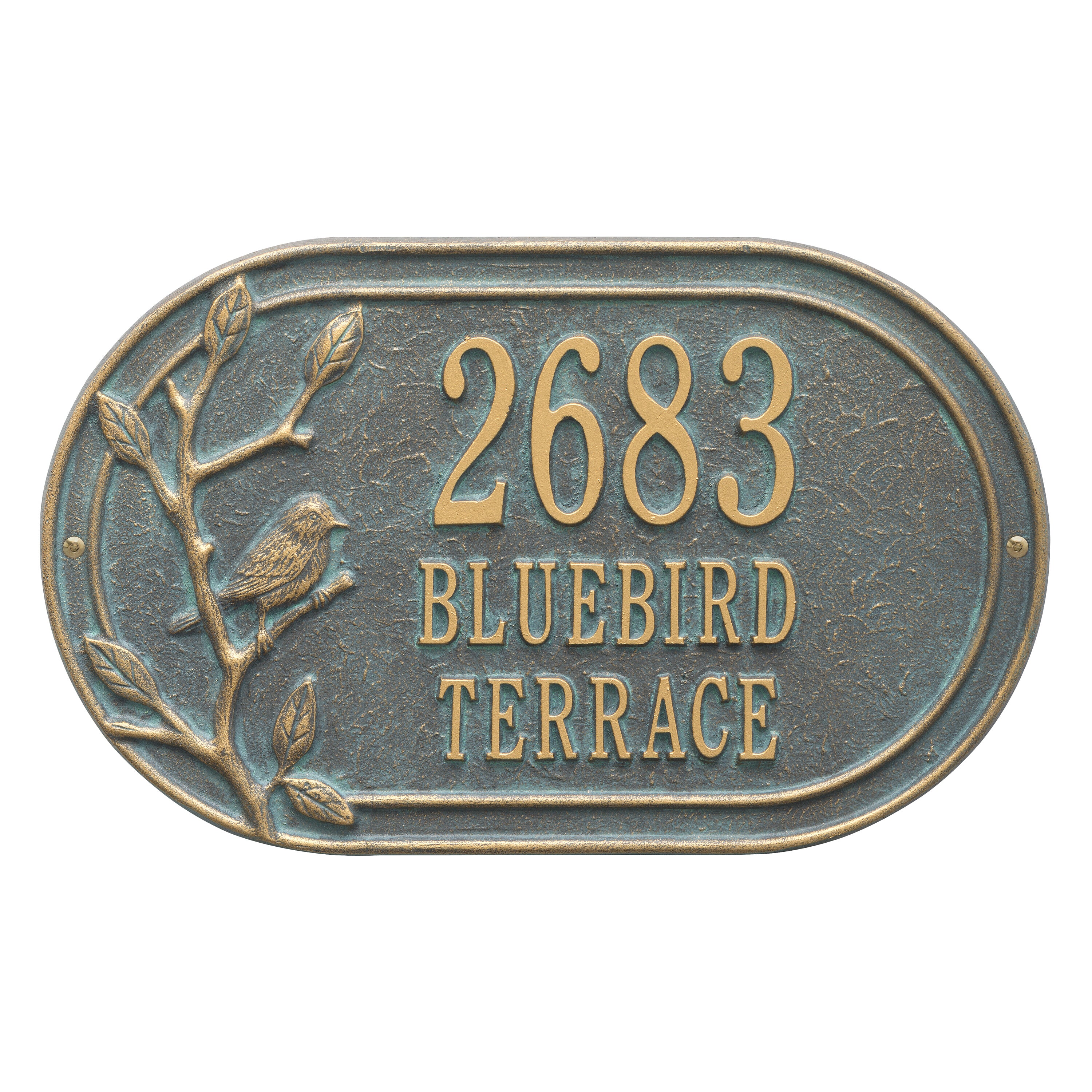 Woodridge Bird Oval Wall Address Plaque