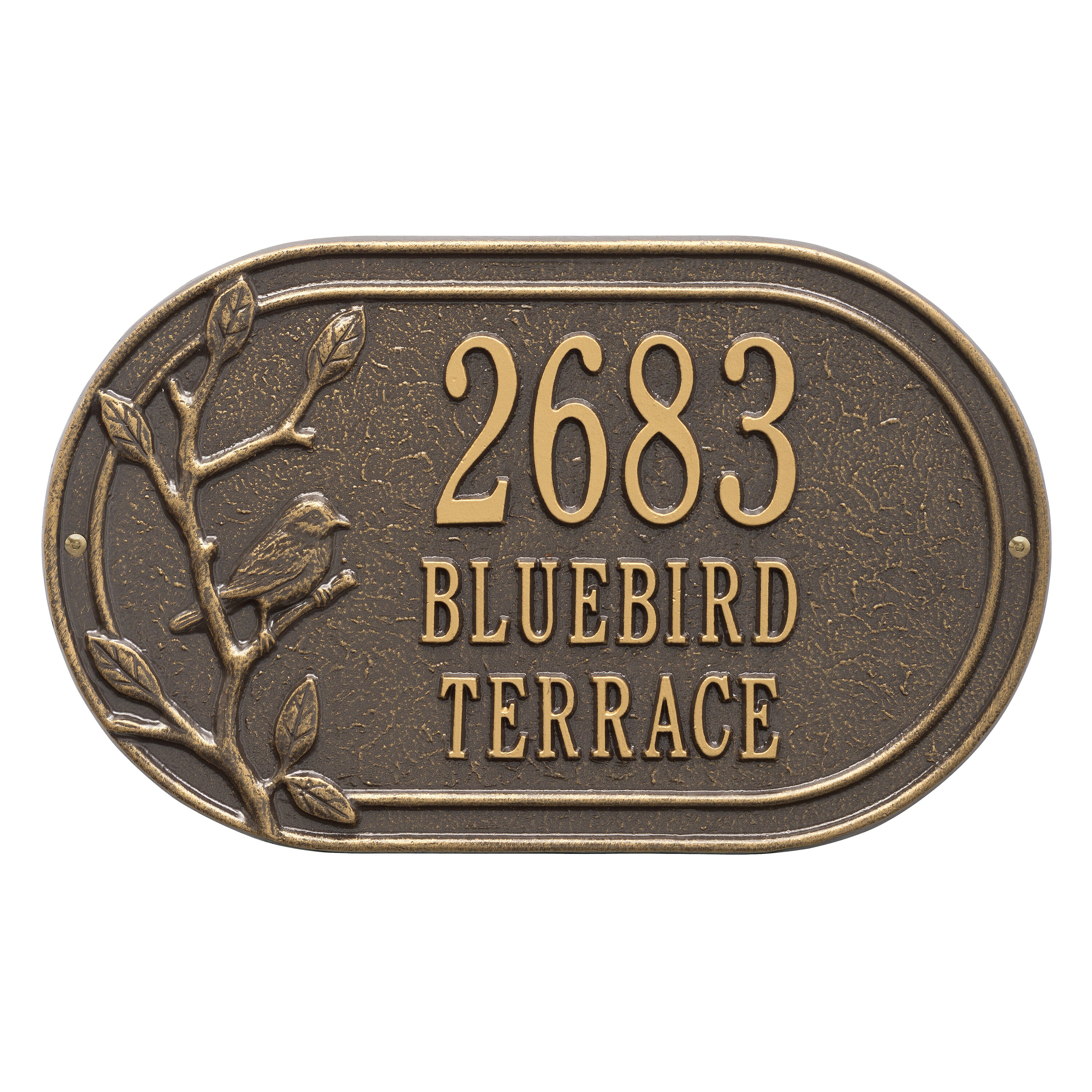Woodridge Bird Oval Wall Address Plaque