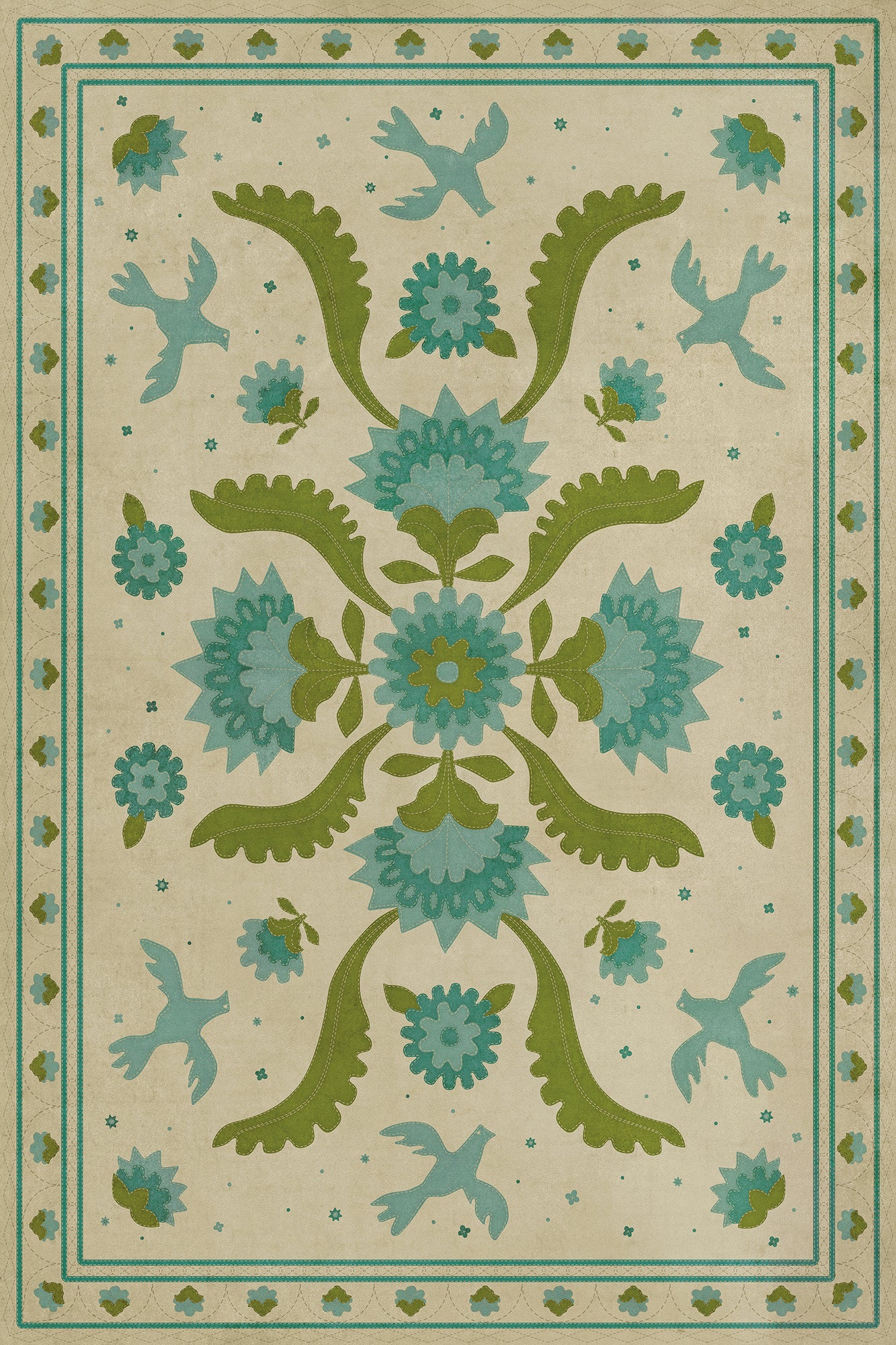 Williamsburg - Applique - Azure Moss