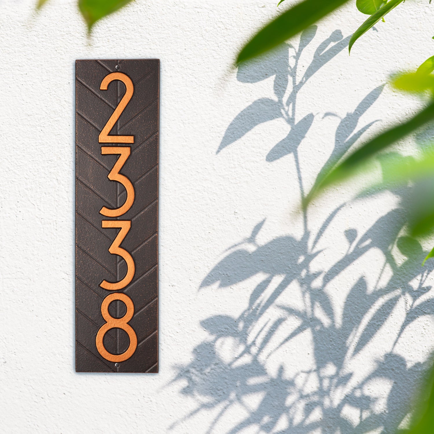 Mid-Century Modern Herringbone Vertical Wall Plaque