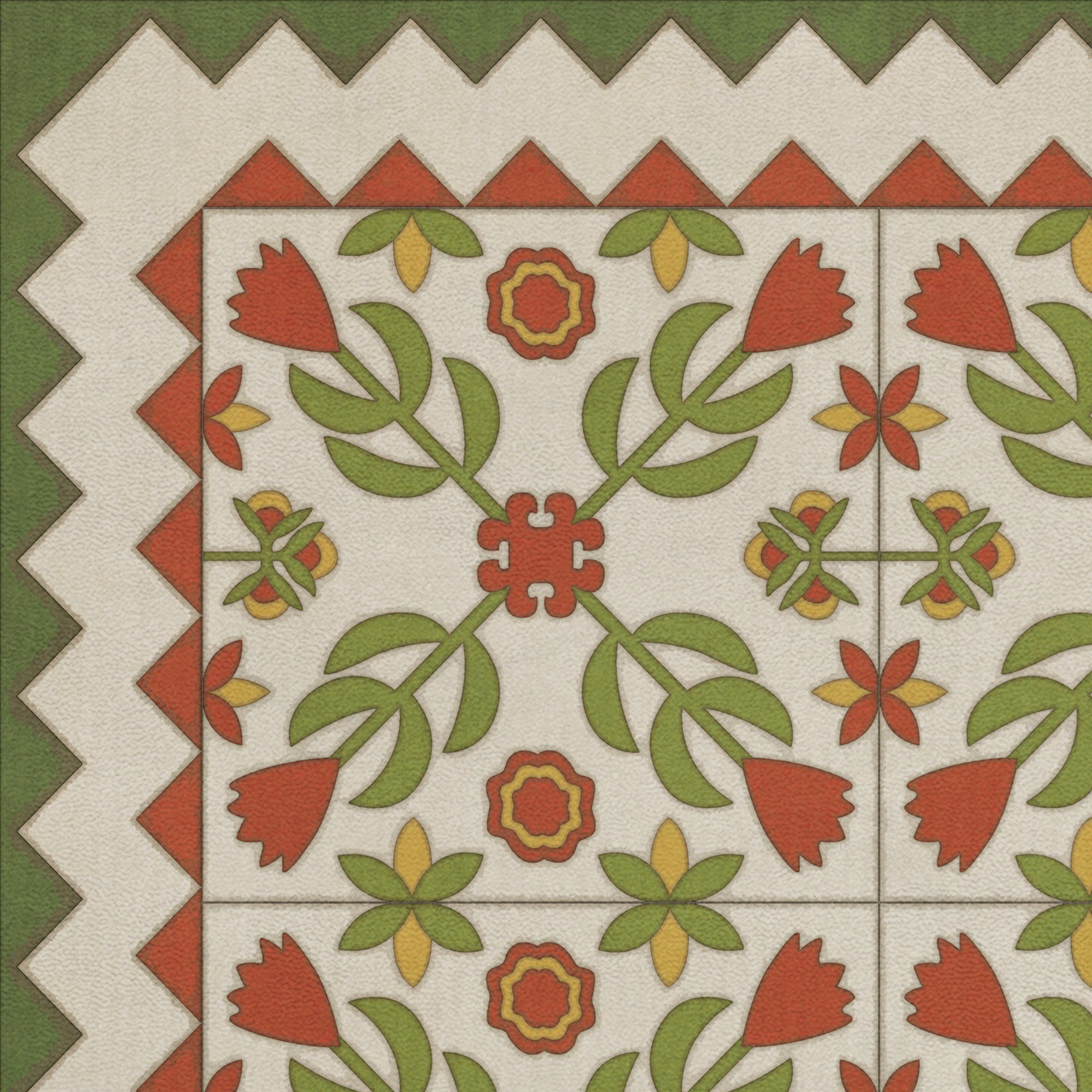 Folk Art Museum - Floral Quilt - Flowers In The Mirror