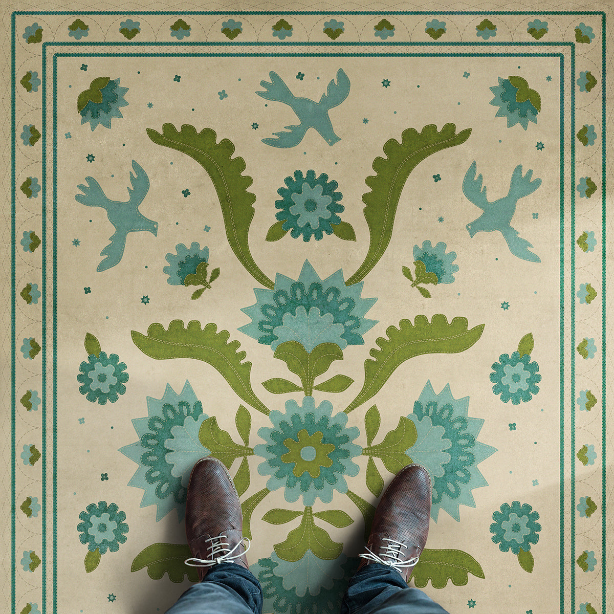 Williamsburg - Applique - Azure Moss