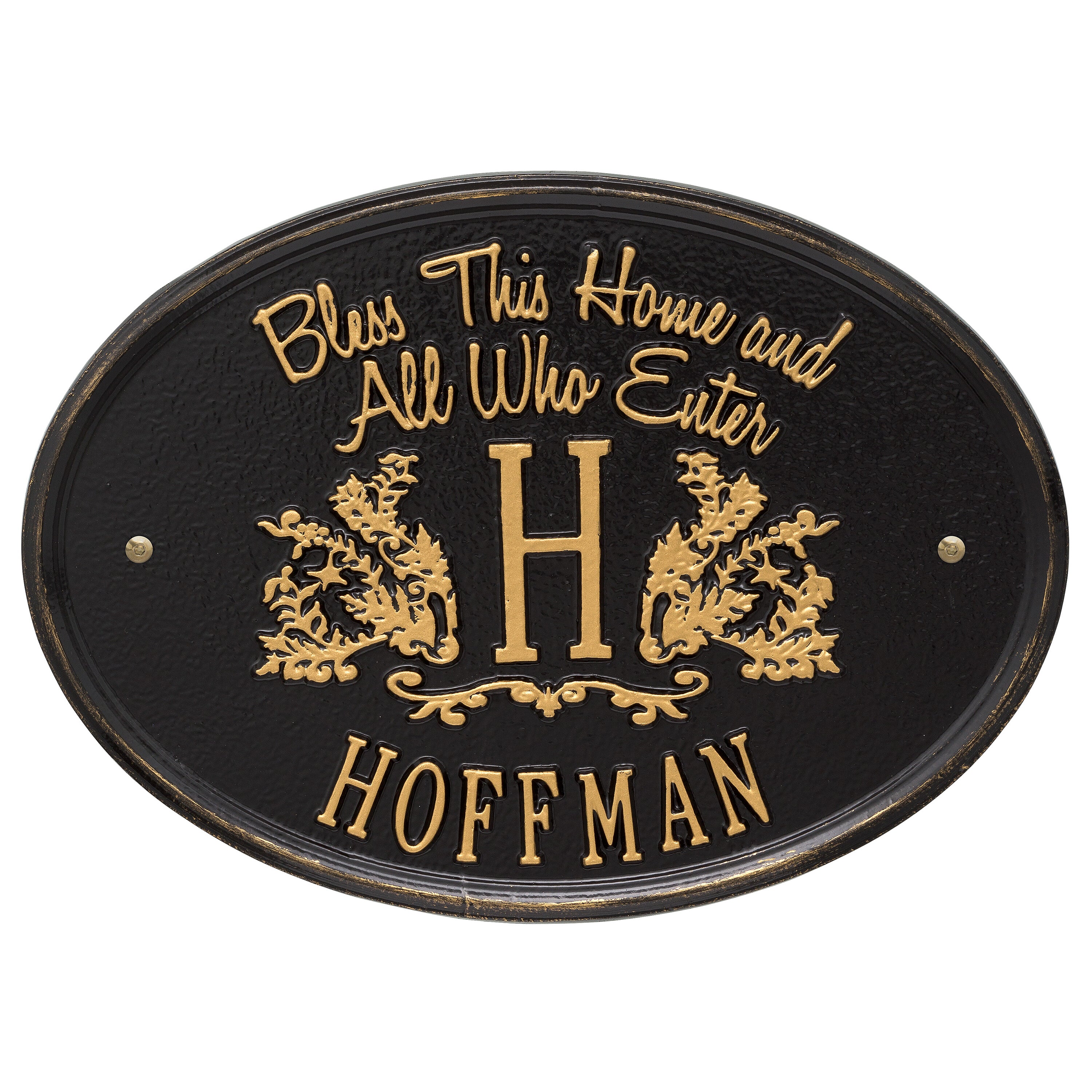 Bless This Home Monogram Oval Wall Plaque 