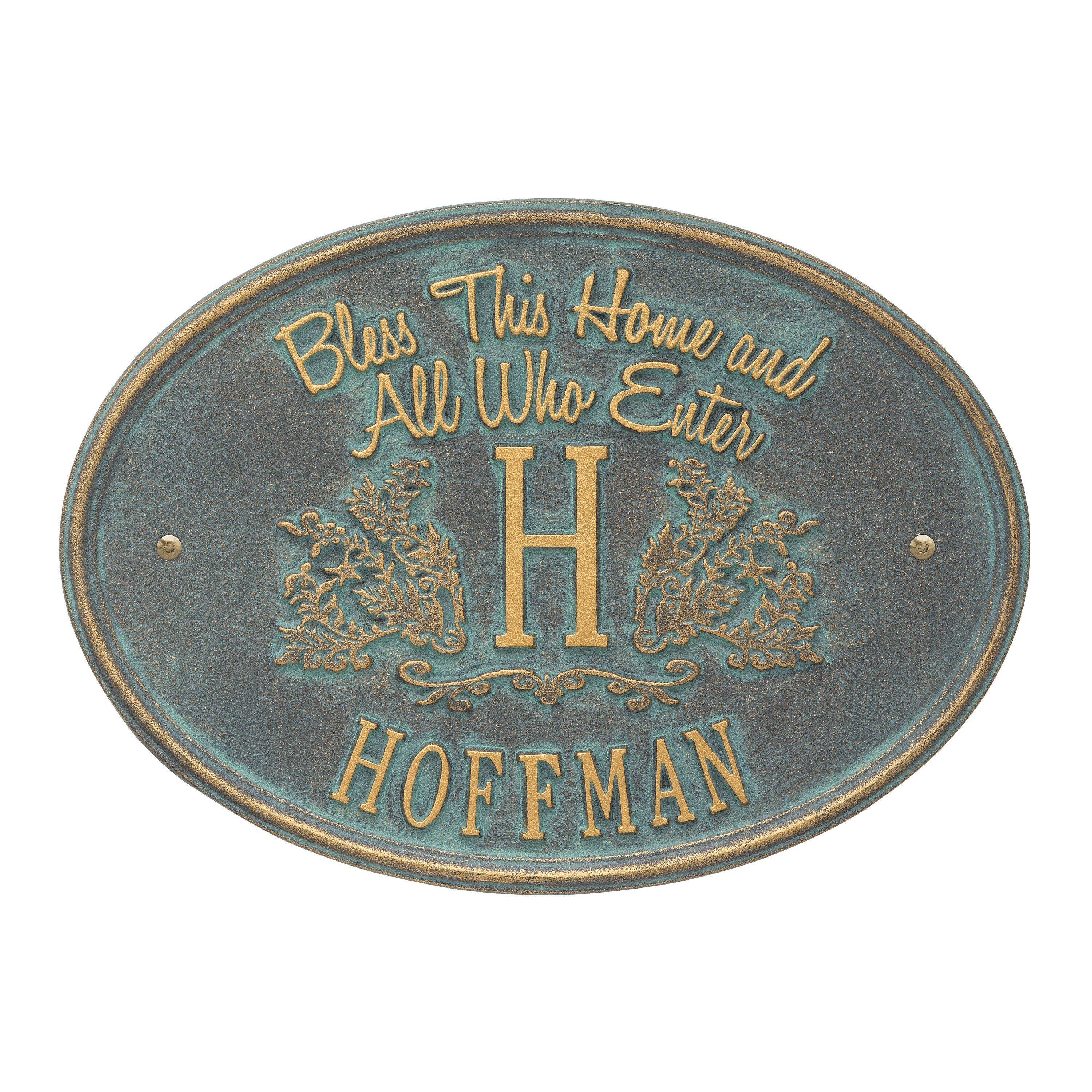 Bless This Home Monogram Oval Wall Plaque 
