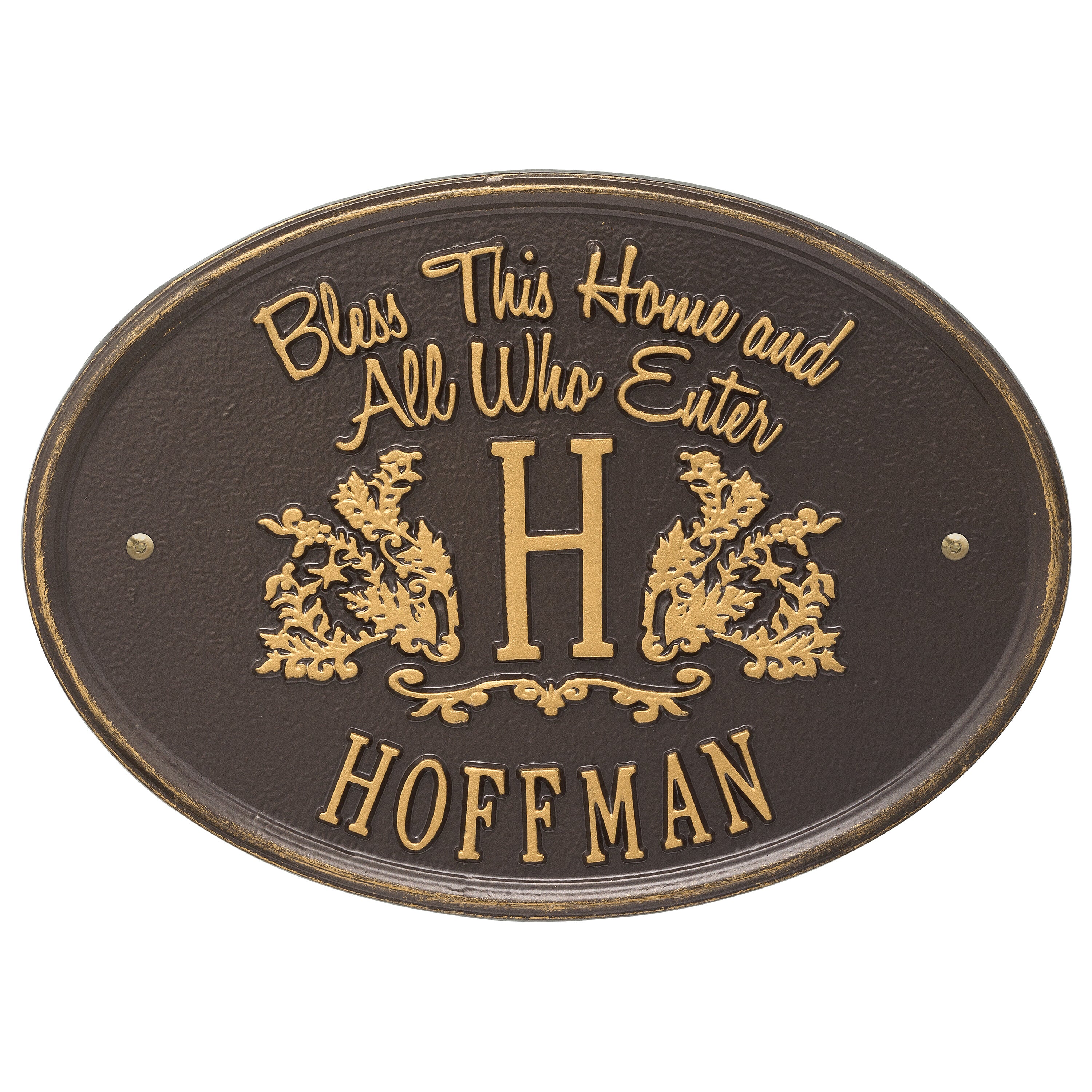 Bless This Home Monogram Oval Wall Plaque 