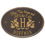 Bless This Home Monogram Oval Wall Plaque 