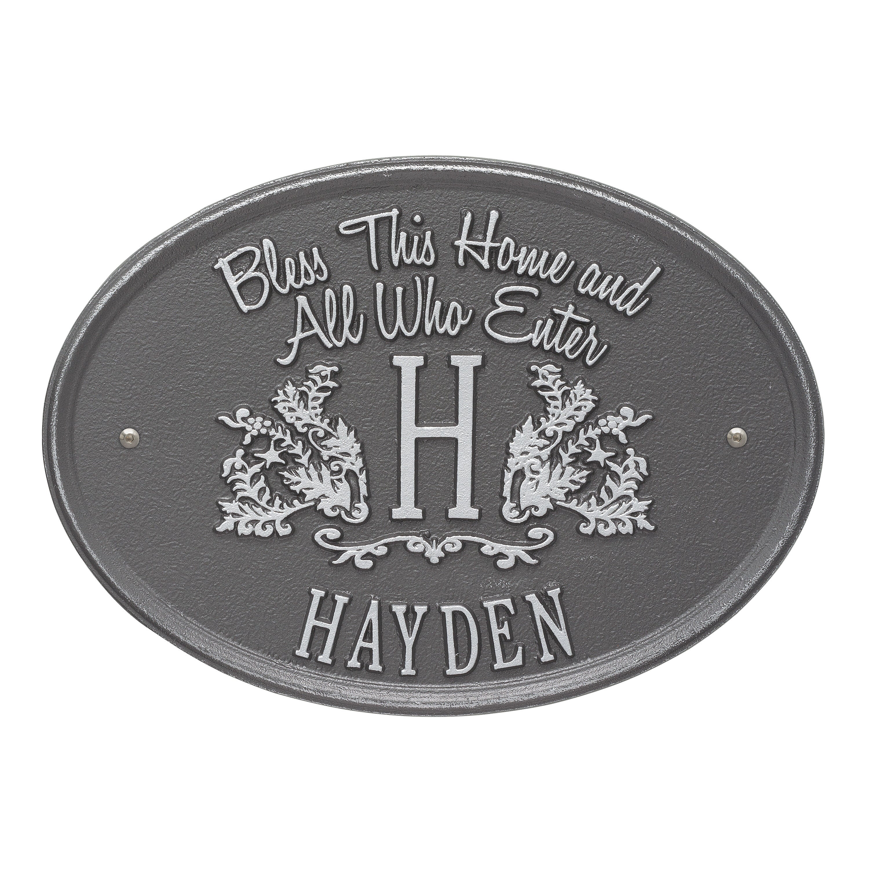 Bless This Home Monogram Oval Wall Plaque 