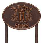 Bless This Home Monogram Oval Lawn Plaque 