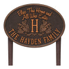 Bless This Home Monogram Oval Lawn Plaque 