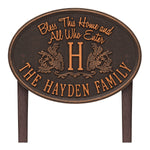 Bless This Home Monogram Oval Lawn Plaque 