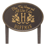 Bless This Home Monogram Oval Lawn Plaque 