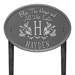 Bless This Home Monogram Oval Lawn Plaque 