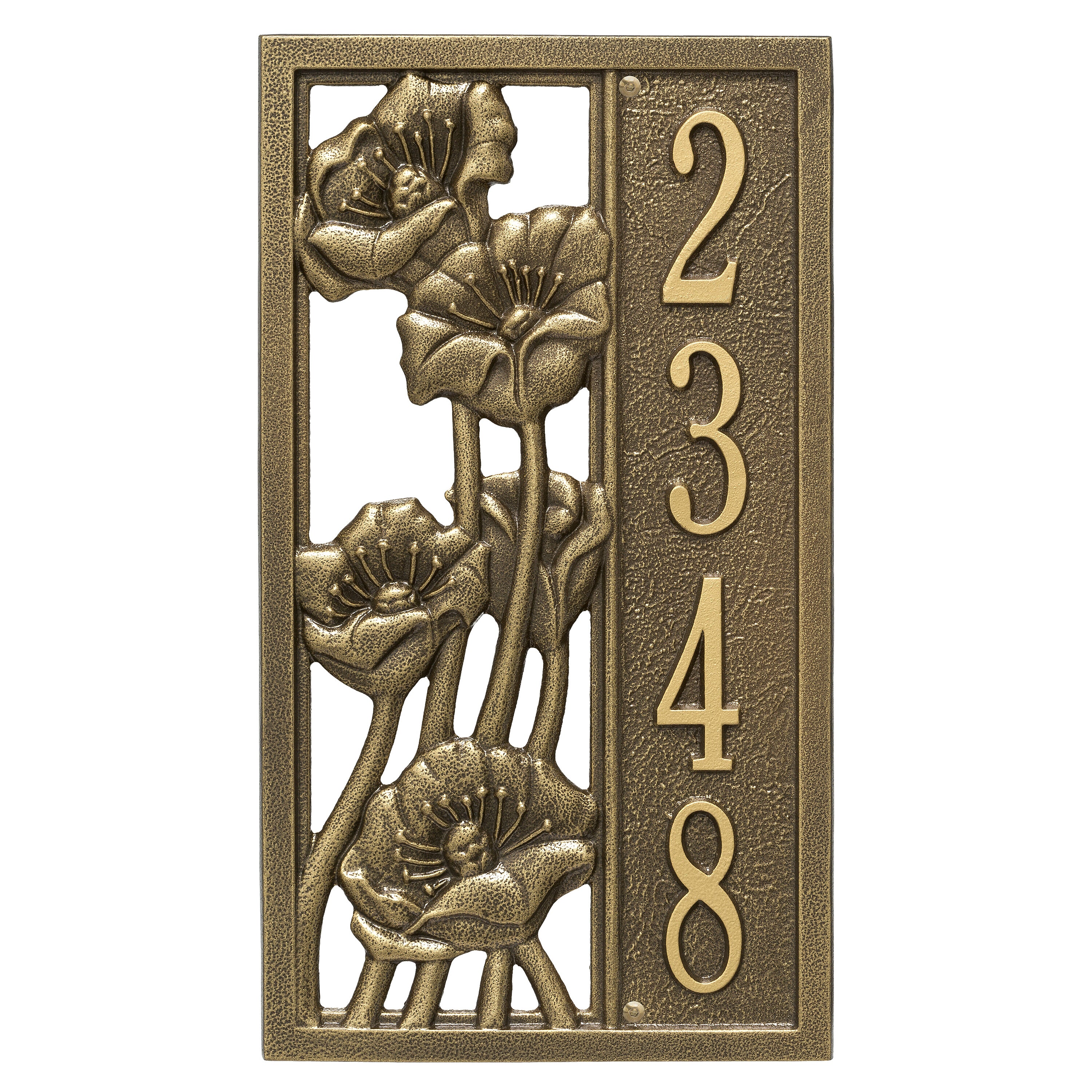 Flowering Poppies Vertical Wall Address Plaque 