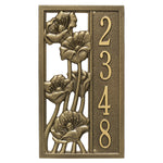 Flowering Poppies Vertical Wall Address Plaque 