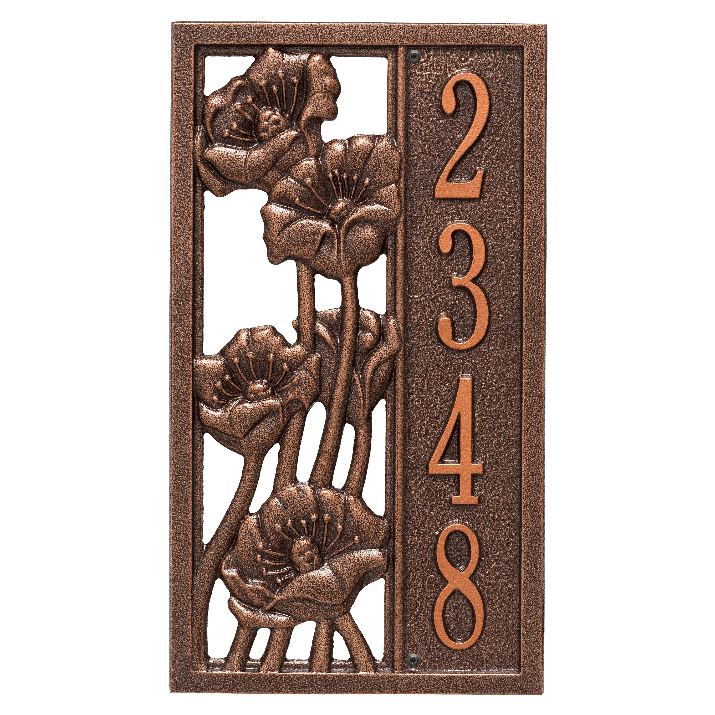 Flowering Poppies Vertical Wall Address Plaque 