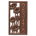 Flowering Poppies Vertical Wall Address Plaque 