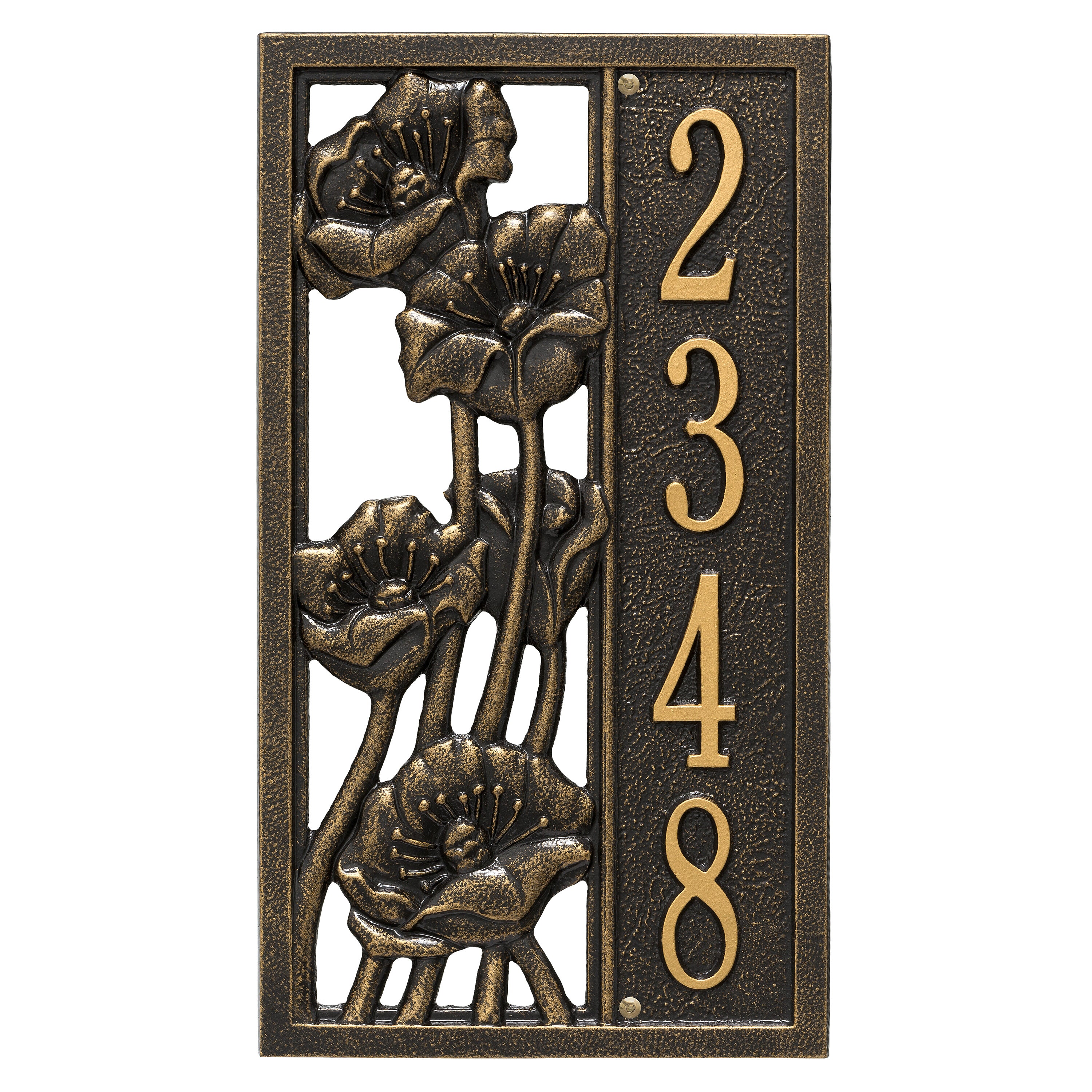 Flowering Poppies Vertical Wall Address Plaque 