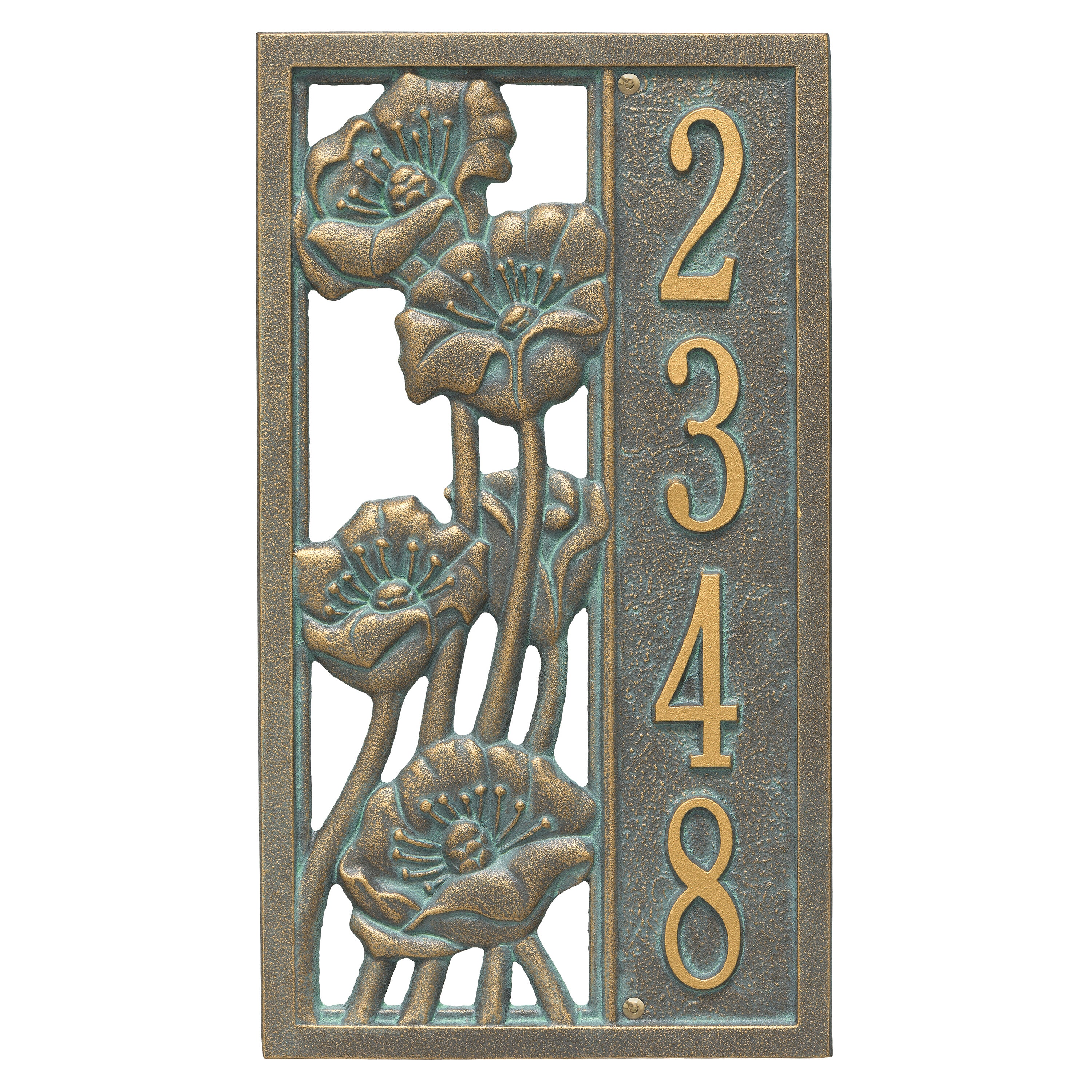 Flowering Poppies Vertical Wall Address Plaque 